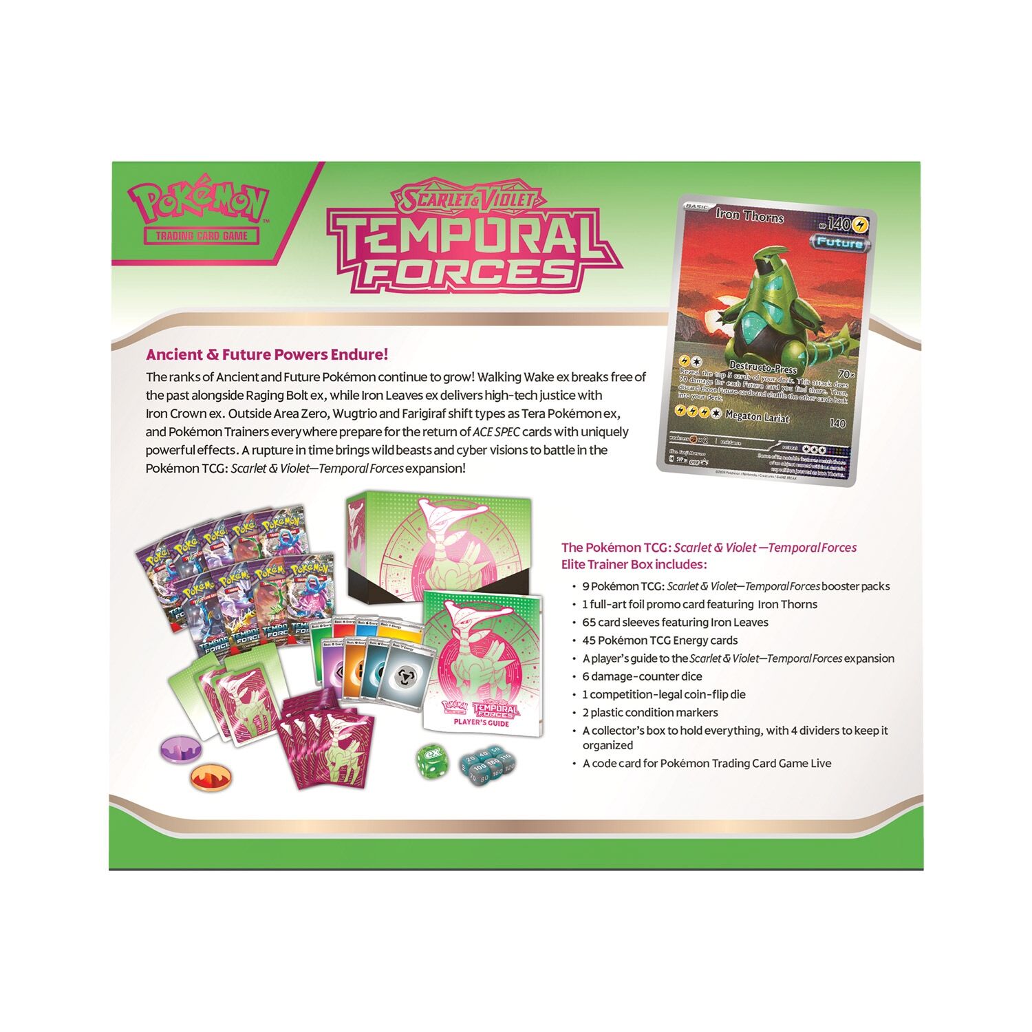 Pokémon TCG: Scarlet & Violet Temporal Forces Iron Leaves Elite Trainer Box - EN
