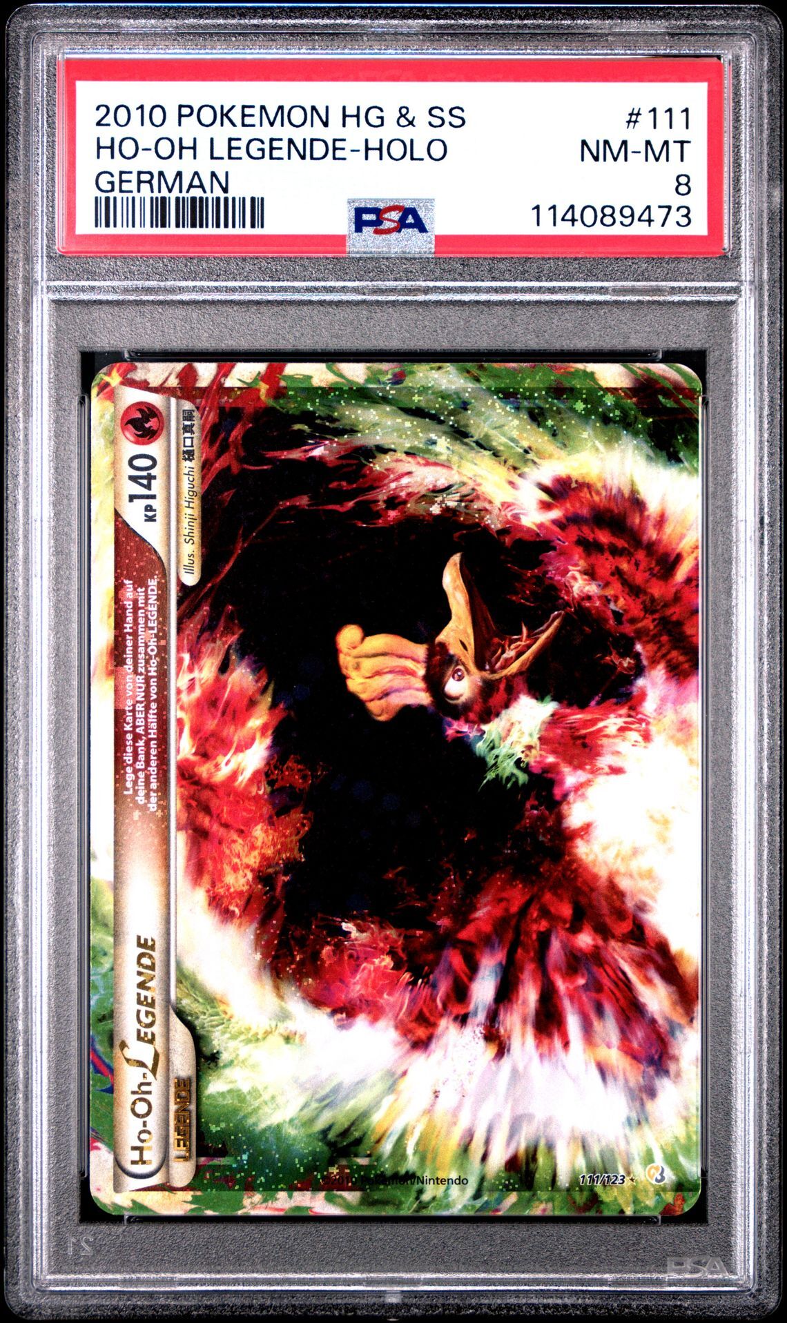 Ho-oh Legende 111/123 + 112/123 - Two Card Set 2010 HEARTGOLD & SOULSILVER - PSA 8 NM-MT - Pokémon