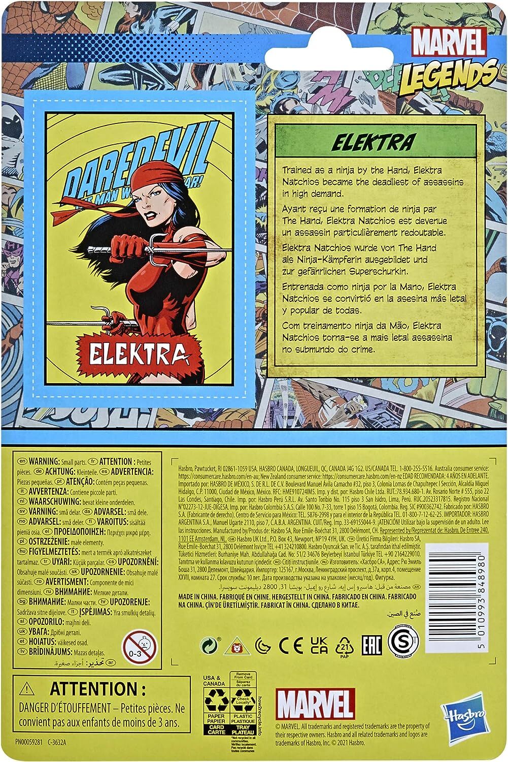 Marvel Legends Retro 375 Collection Elektra Actionfigur - 9.5 cm