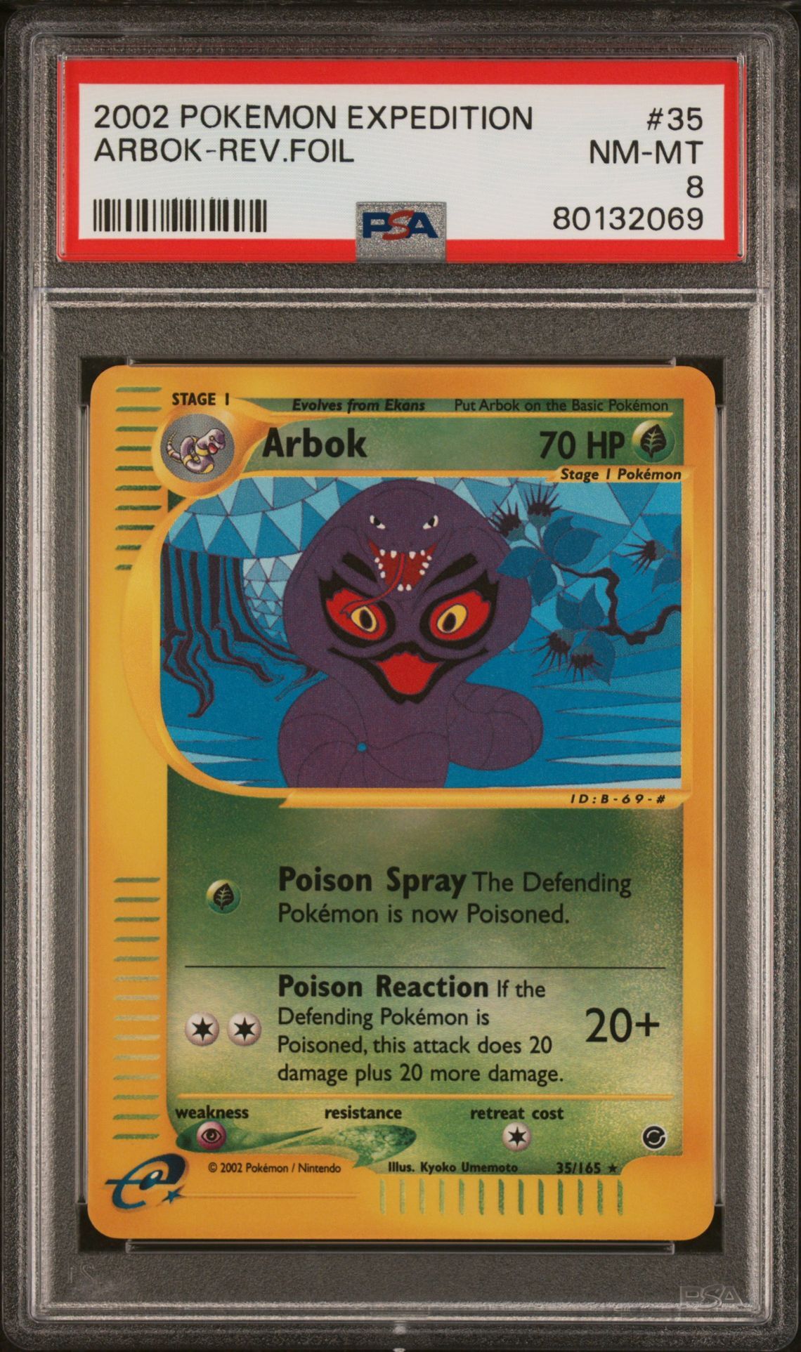 2002 POKEMON EXPEDITION 35 ARBOK-REVERSE FOIL - PSA 8 NM-MT