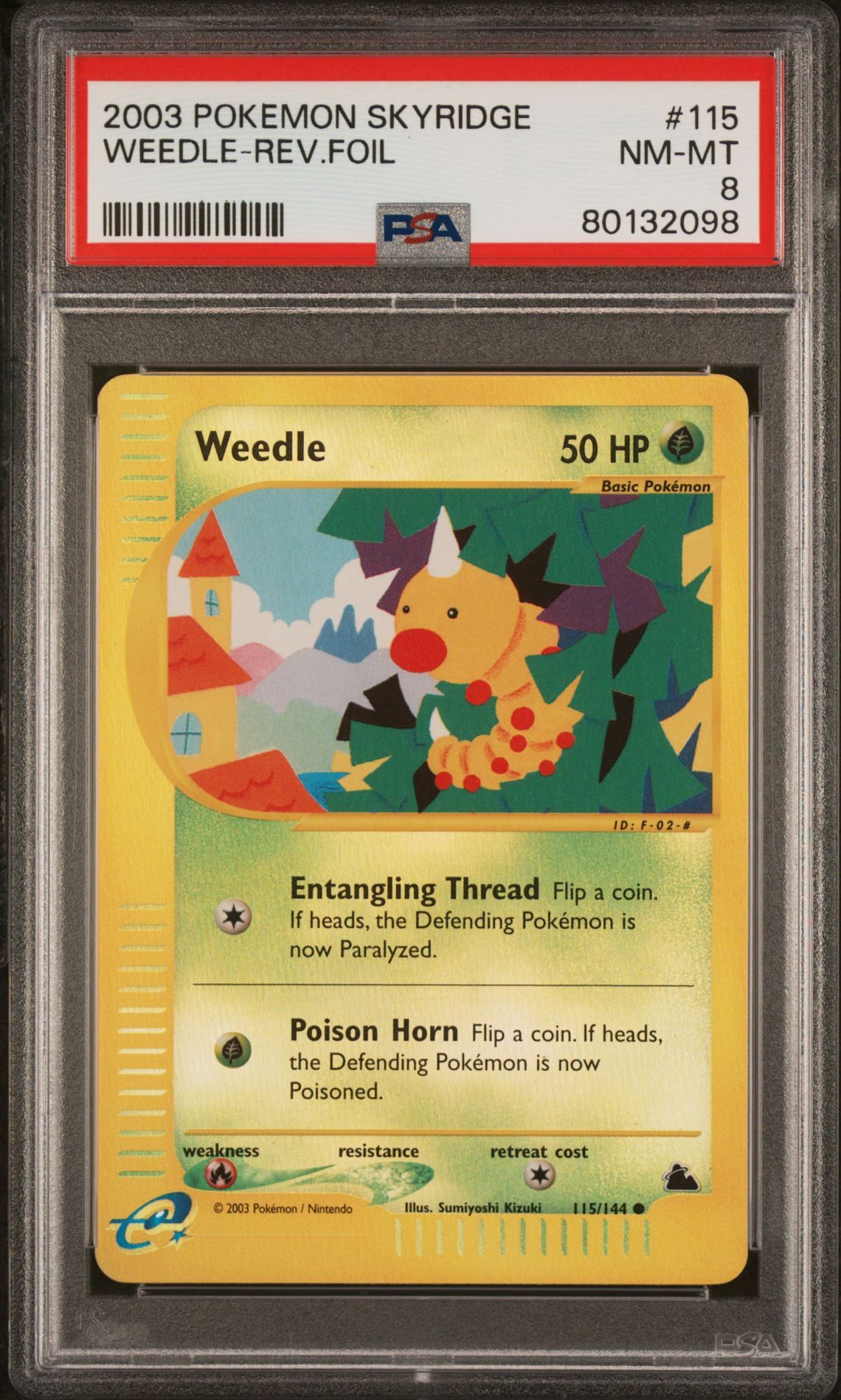 2003 POKEMON SKYRIDGE 115 WEEDLE-REVERSE FOIL - PSA 8 NM-MT