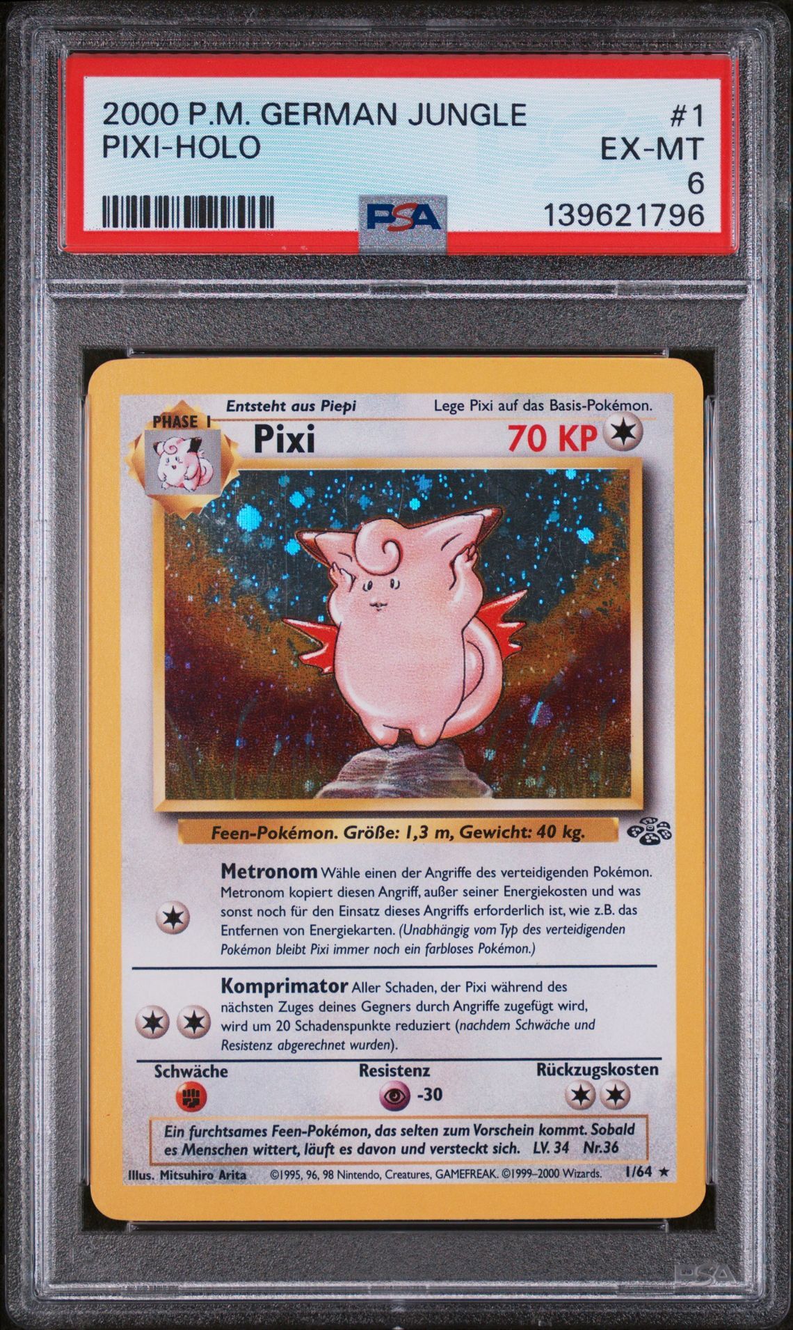 2000 POKEMON GERMAN JUNGLE #1 PIXI-HOLO - EX-MT 6 - Pokemon