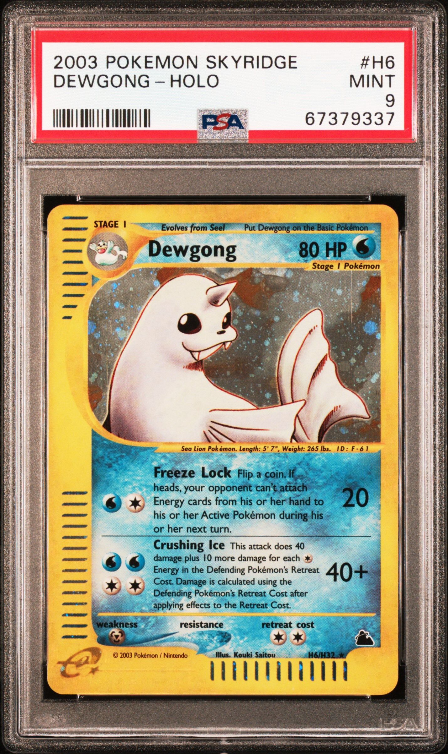 Dewgong H6/H32 - Skyridge - Holo Rare - PSA 9 MINT- Pokémon