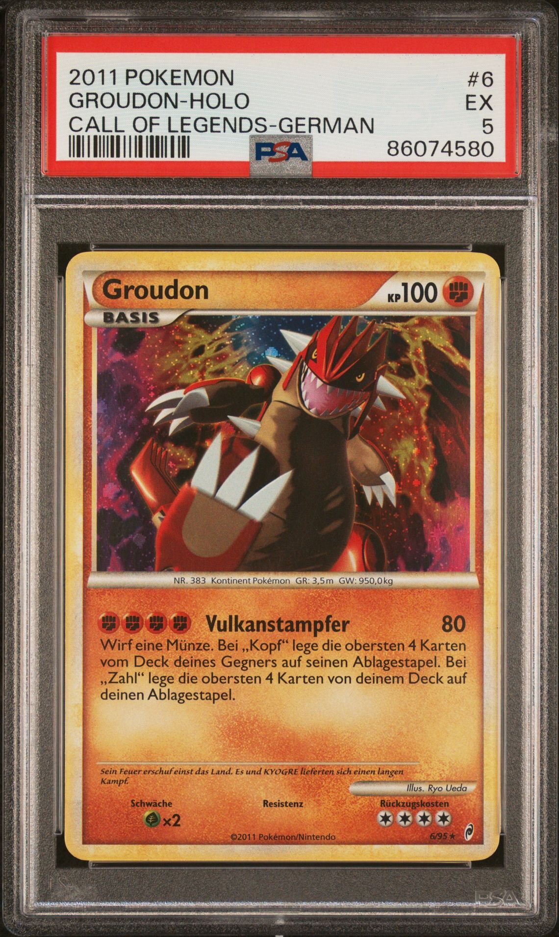 2011 POKEMON CALL OF LEGENDS 6 GROUDON-HOLO GERMAN - PSA 5 EX