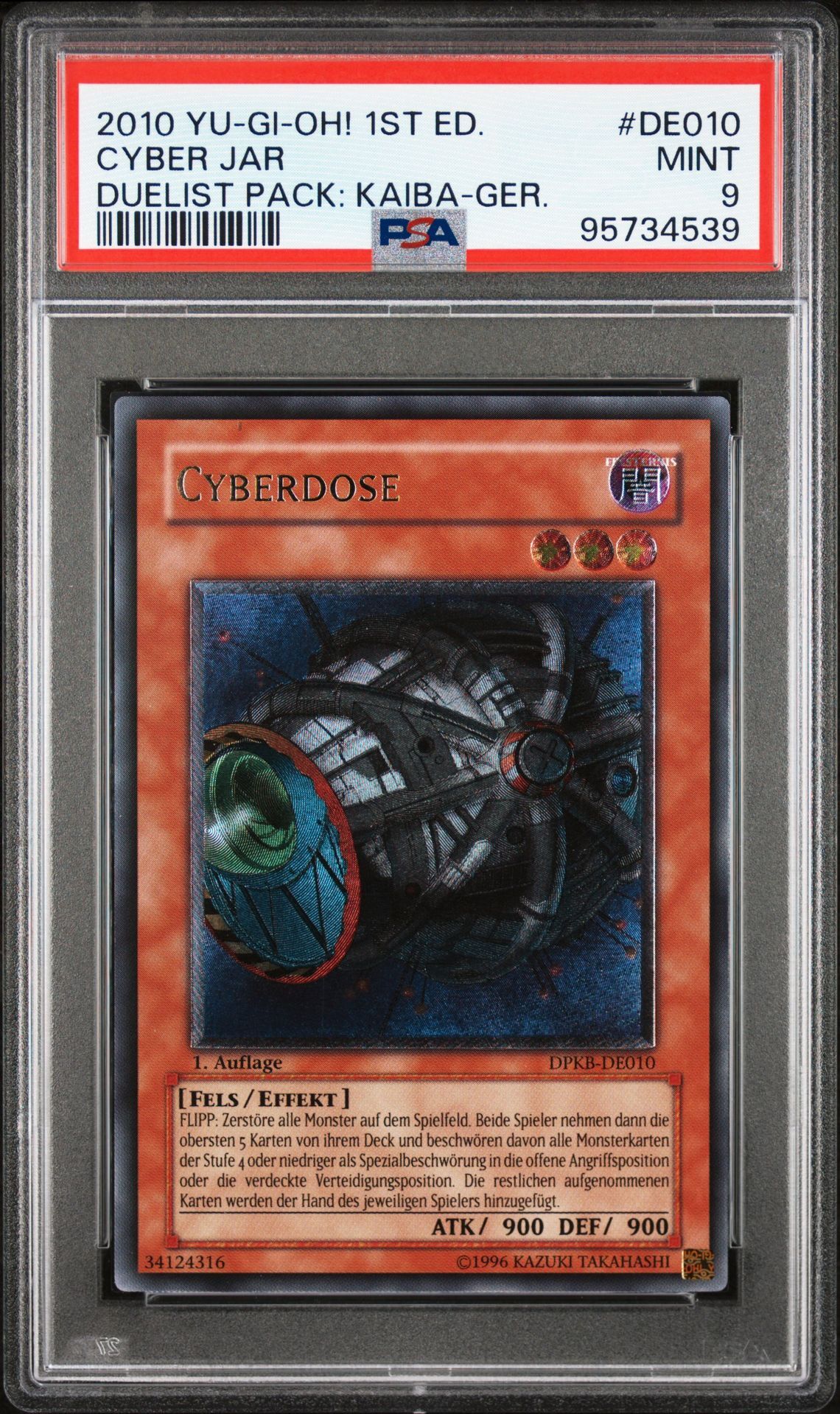 2010 YU-GI-OH! DUELIST PACK: KAIBA DE010 CYBER JAR 1ST EDITION-GERMAN - PSA 9 MINT - Yu-Gi-Oh! 2010 YU-GI-OH! DUELIST PACK: KAIBA DE010 CYBER JAR 1ST EDITION-GERMAN - PSA 9 MINT - Yu-Gi-Oh!