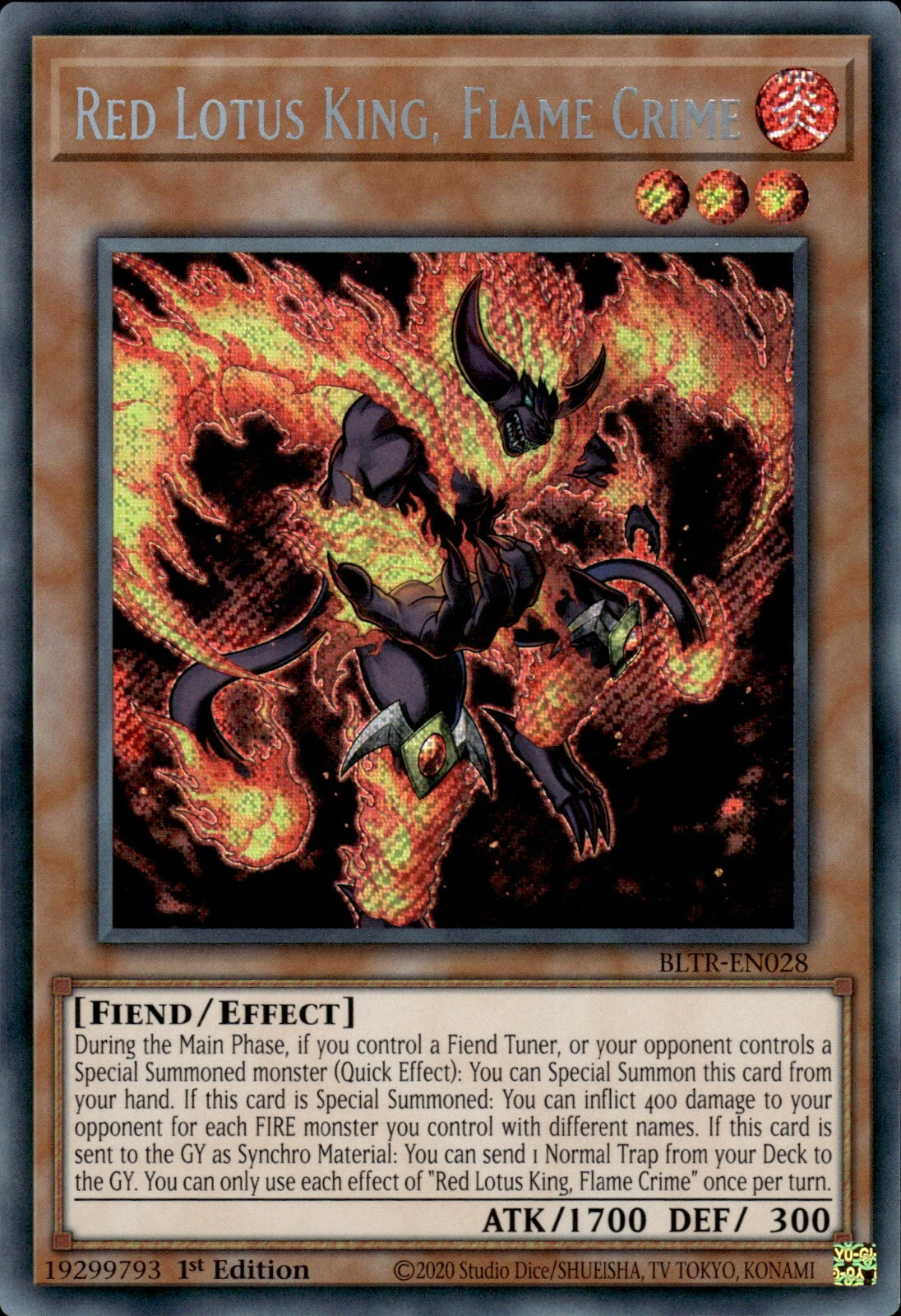 Red Lotus King, Flame Crime - BLTR-EN028 - Secret Rare - 1. Auflage