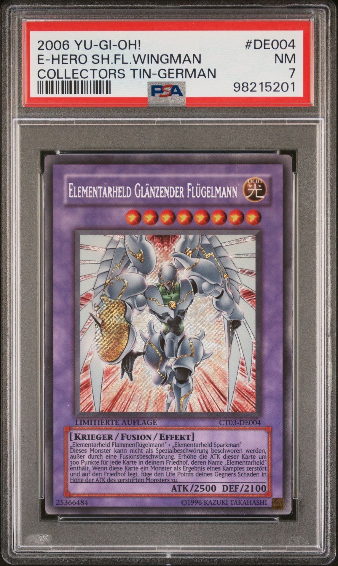 2006 YU-GI-OH! COLLECTORS TIN DE004 ELEMENTAL HERO SHINING FLARE WINGMAN GERMAN - PSA 7 NM - Yu-Gi-Oh! 2006 YU-GI-OH! COLLECTORS TIN DE004 ELEMENTAL HERO SHINING FLARE WINGMAN GERMAN - PSA 7 NM - Yu-Gi-Oh!