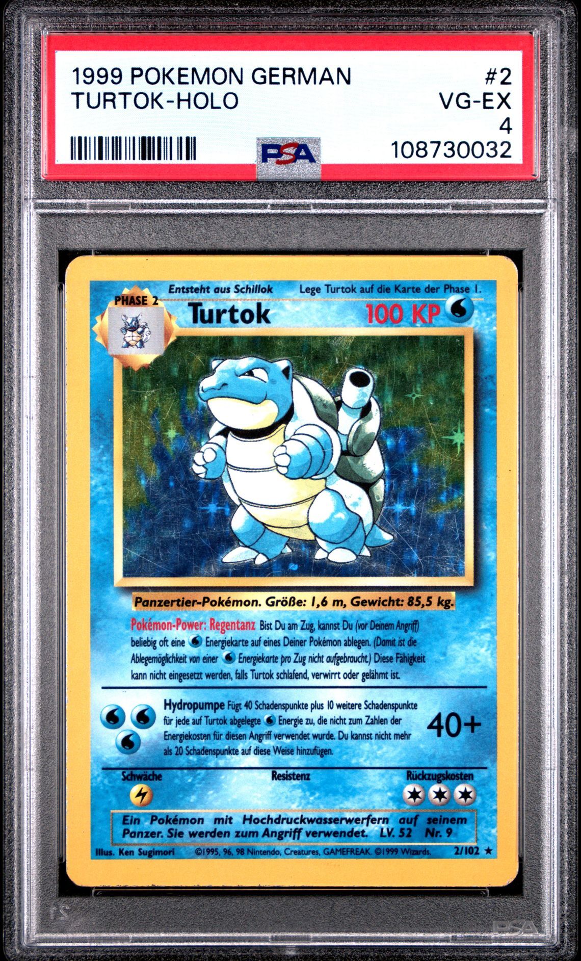 1999 POKEMON GERMAN 2 TURTOK-HOLO - PSA 4 VG-EX - Pokémon 1999 POKEMON GERMAN 2 TURTOK-HOLO - PSA 4 VG-EX - Pokémon