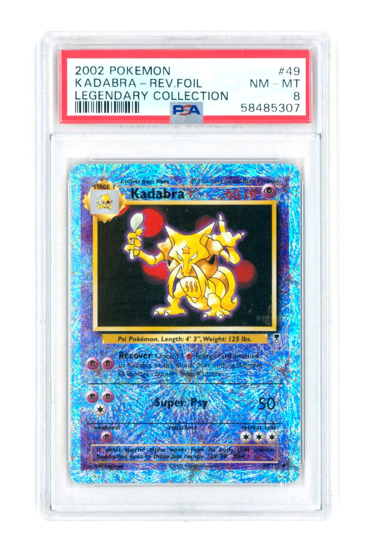 Kadabra 49/110 - Legendary Collection - Rev. Foil - 2002 - PSA 8 NM-MT - Pokémon