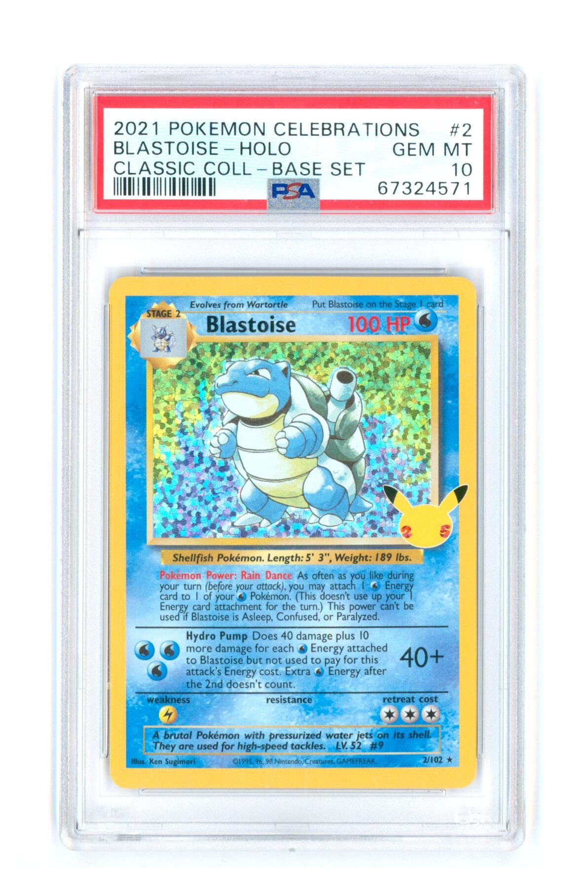 Blastoise 2/102 - Celebrations Classic Collection - PSA 10 GEM-MT - Pokemon Blastoise 2/102 - Celebrations Classic Collection - PSA 10 GEM-MT - Pokemon