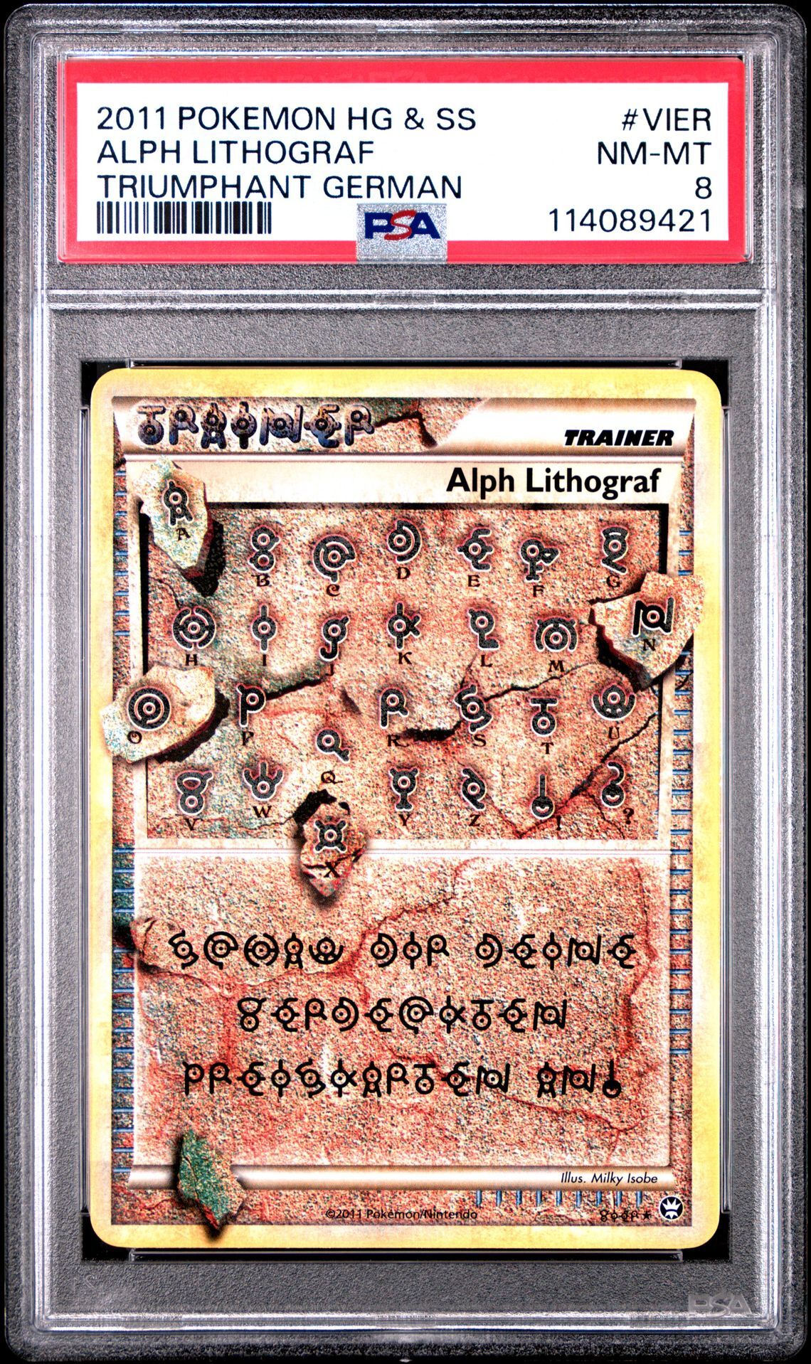 2011 POKEMON GERMAN HEARTGOLD & SOULSILVER TRIUMPHANT VIER ALPH LITHOGRAF - PSA 8 NM-MT - Pokémon 2011 POKEMON GERMAN HEARTGOLD & SOULSILVER TRIUMPHANT VIER ALPH LITHOGRAF - PSA 8 NM-MT - Pokémon