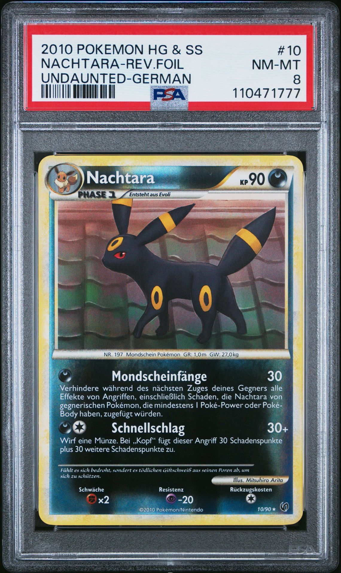 2010 POKEMON HEARTGOLD & SOULSILVER UNDAUNTED 10 NACHTARA-REVERSE FOIL GERMAN - PSA 8 NM-MT - Pokémon 2010 POKEMON HEARTGOLD & SOULSILVER UNDAUNTED 10 NACHTARA-REVERSE FOIL GERMAN - PSA 8 NM-MT - Pokémon