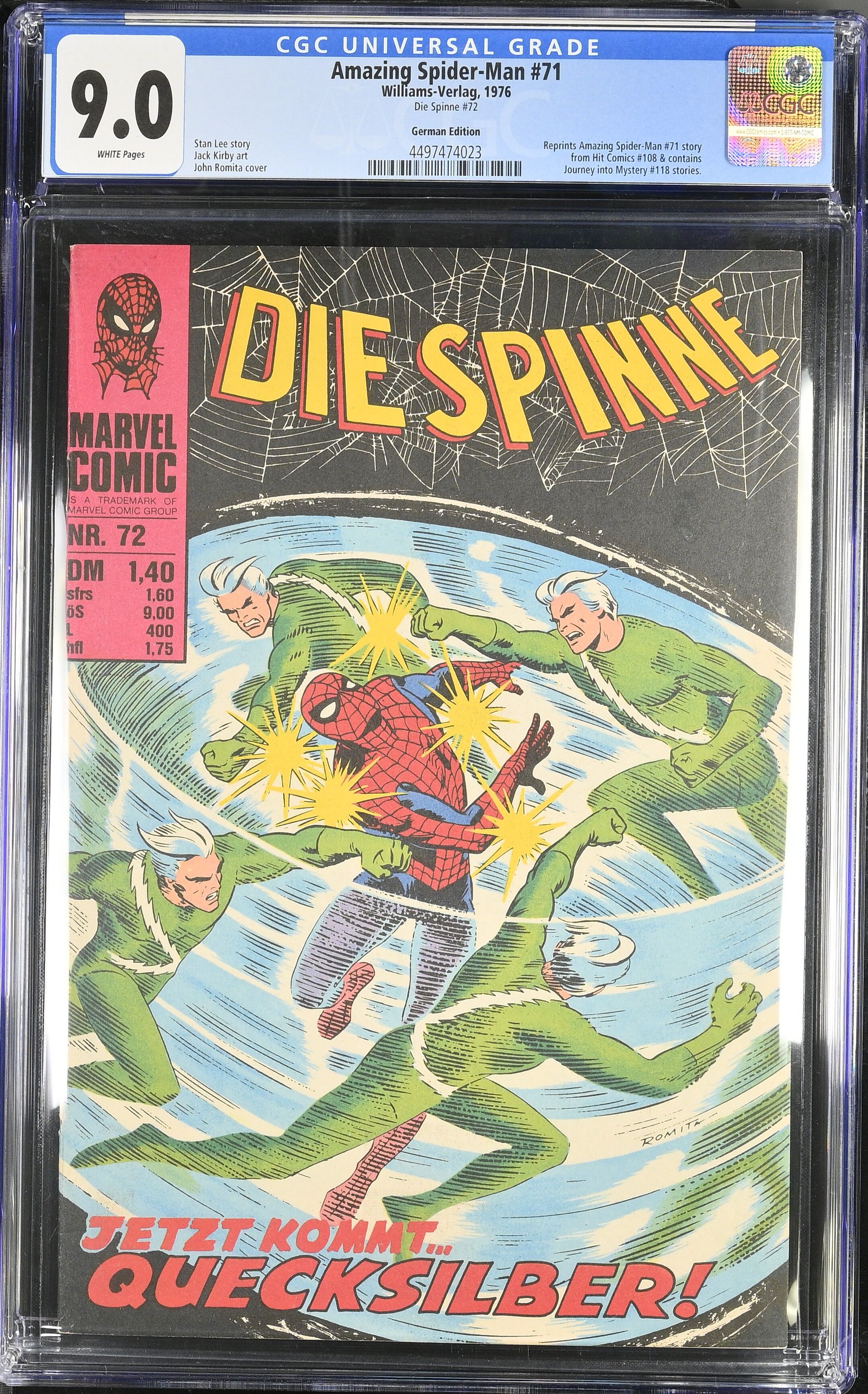 Amazing Spider-Man #71 CGC 9.0 Spinne #72 Williams Amazing Spider-Man #71 CGC 9.0 Spinne #72 Williams