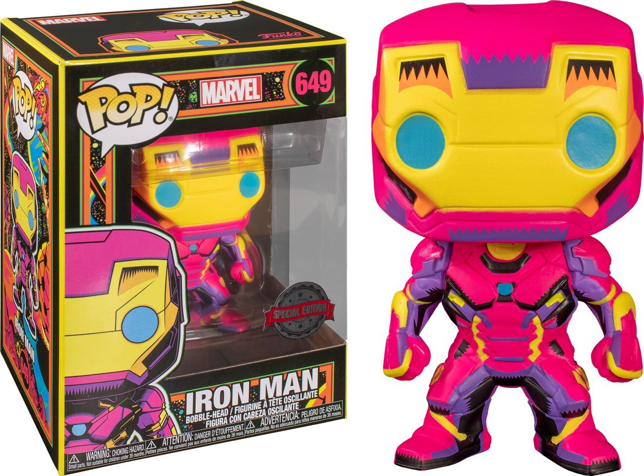 Marvel POP! Marvel Black Light Vinyl Figur Iron Man 9 cm