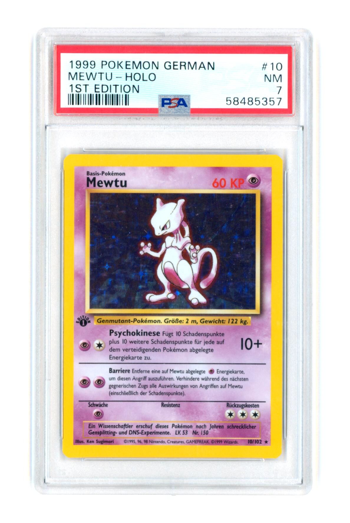 Mewtu 10/102 - Holo - 1st Edition - 2002 - PSA 7 NM - Pokémon
