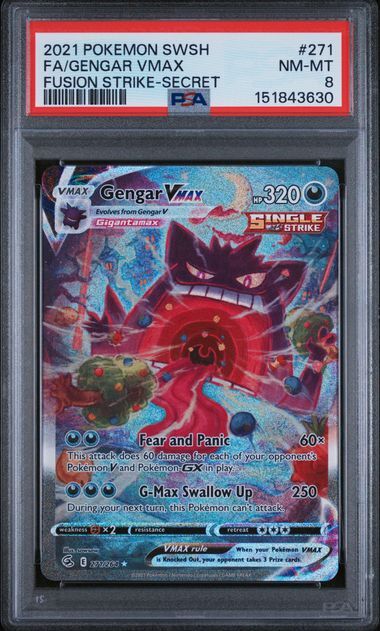 Gengar VMAX #271 - Sword & Shield Fusion Strike - Secret - PSA 8 NM-MT - Pokemon Gengar VMAX #271 - Sword & Shield Fusion Strike - Secret - PSA 8 NM-MT - Pokemon