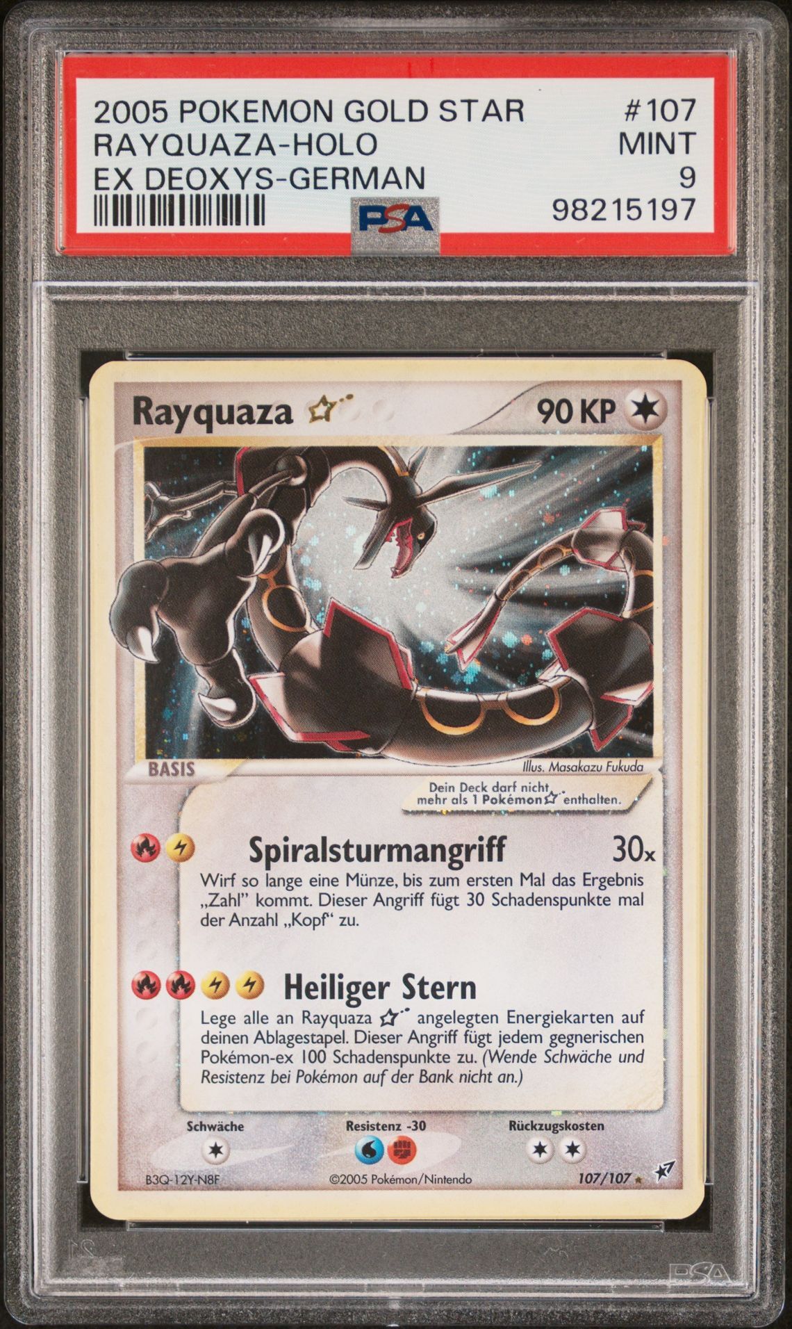 2005 POKEMON EX DEOXYS 107 RAYQUAZA-HOLO GERMAN-GOLD STAR - PSA 9 MINT - Pokémon