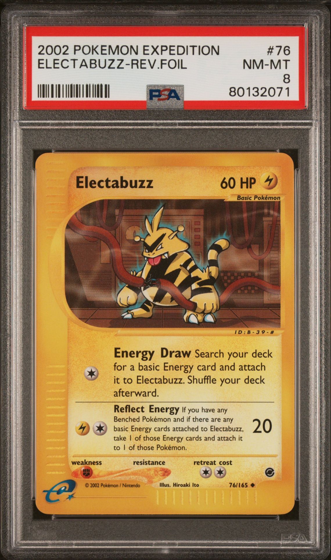 2002 POKEMON EXPEDITION 76 ELECTABUZZ-REVERSE FOIL - PSA 8 NM-MT