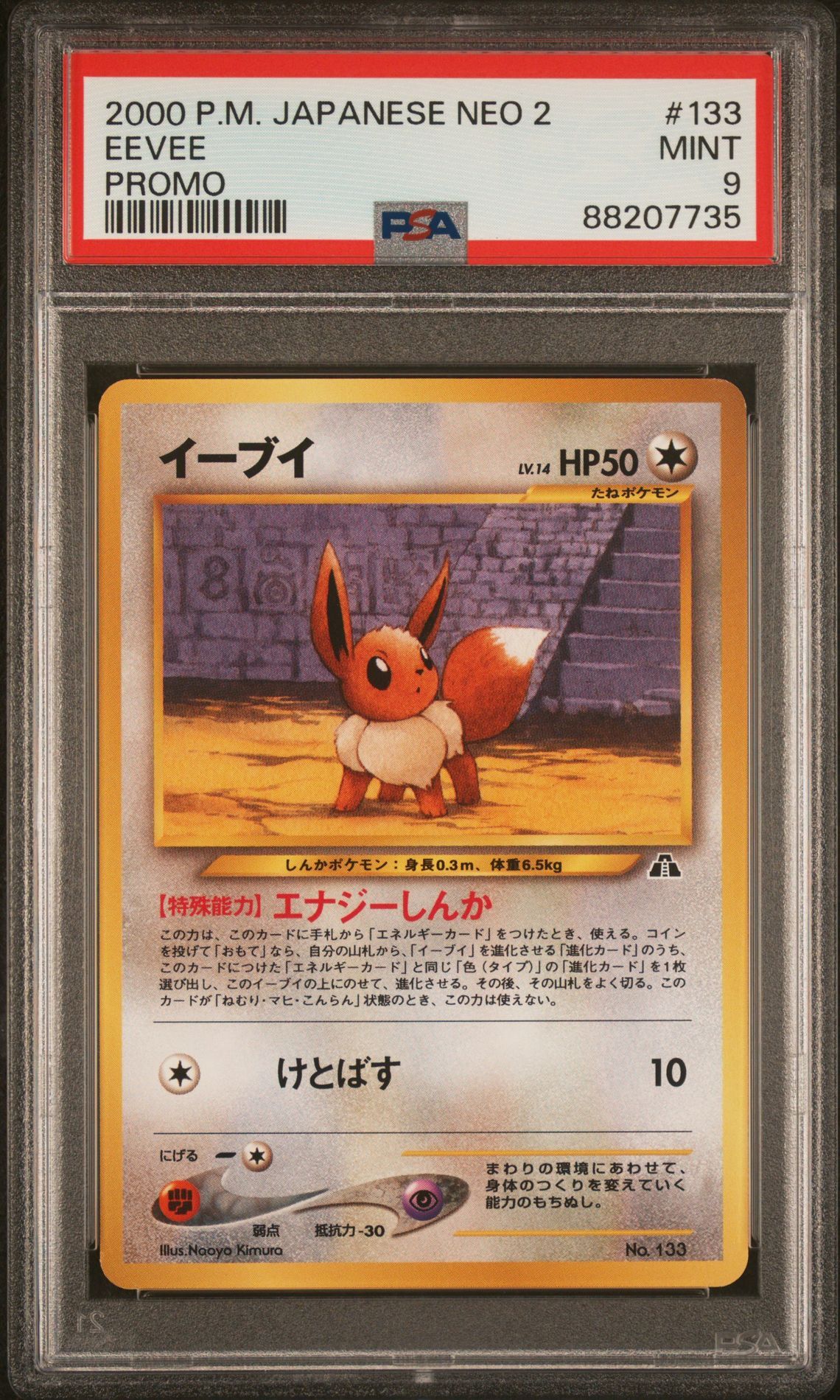 2000 POKEMON JAPANESE NEO 2 PROMO 133 EEVEE PROMO - PSA 9 MINT - Pokémon 2000 POKEMON JAPANESE NEO 2 PROMO 133 EEVEE PROMO - PSA 9 MINT - Pokémon