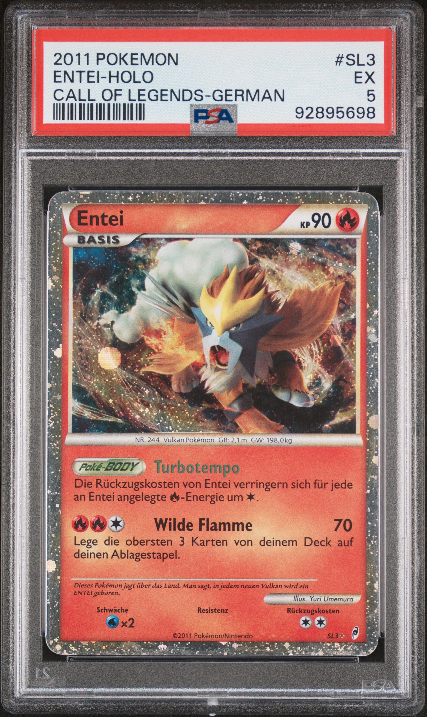 2011 POKEMON CALL OF LEGENDS SL3 ENTEI-HOLO GERMAN - PSA 5 EX - Pokémon 2011 POKEMON CALL OF LEGENDS SL3 ENTEI-HOLO GERMAN - PSA 5 EX - Pokémon
