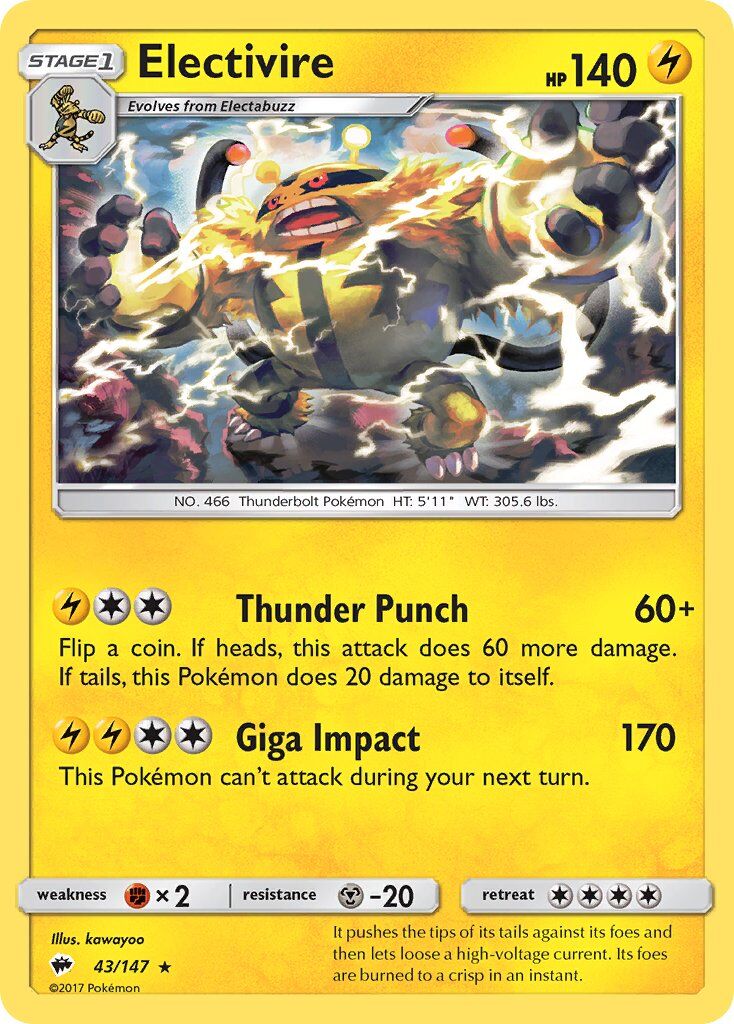 Electivire - 43/147 - Pokémon TCG - Lightly Played - EN