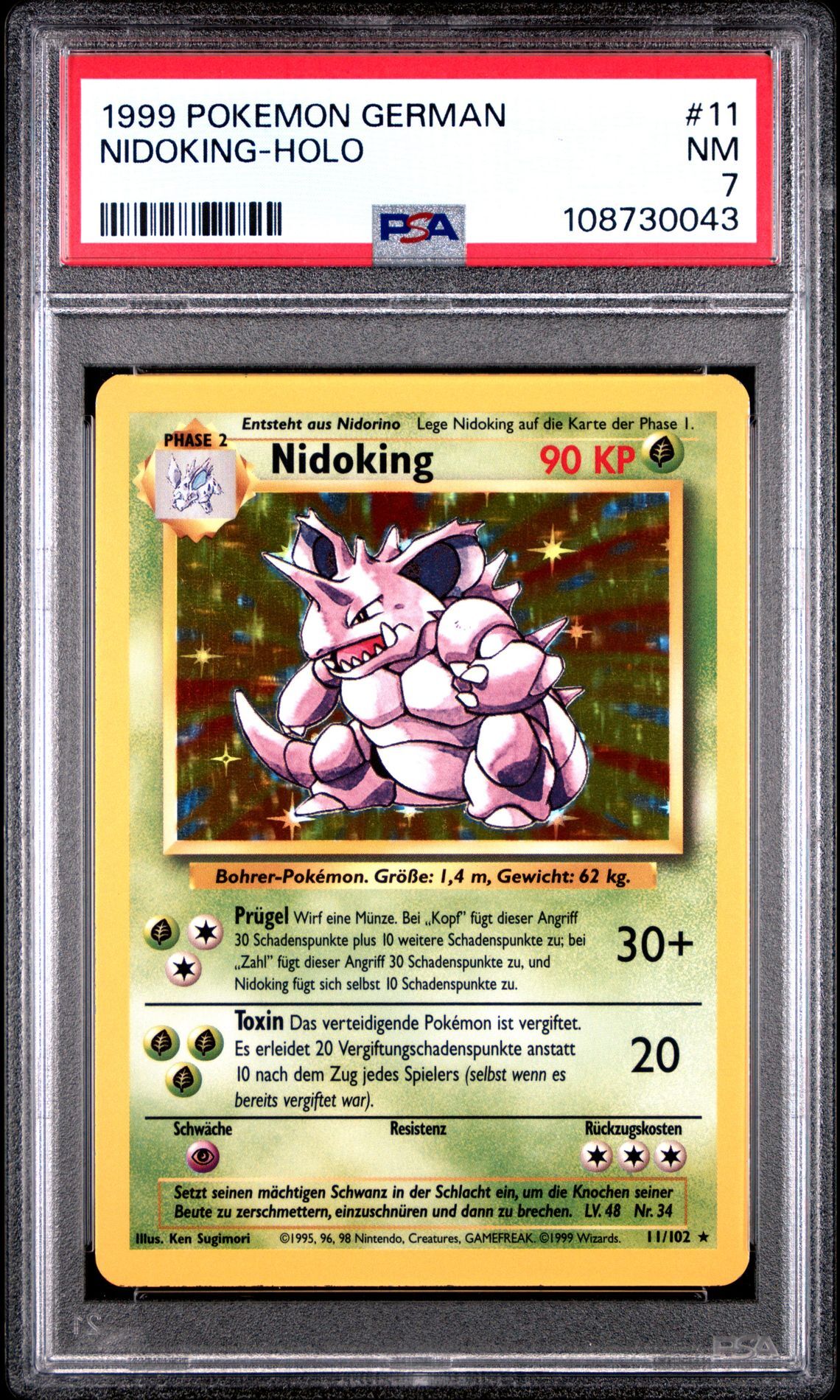 1999 POKEMON GERMAN 11 NIDOKING-HOLO - PSA 7 NM - Pokémon 1999 POKEMON GERMAN 11 NIDOKING-HOLO - PSA 7 NM - Pokémon