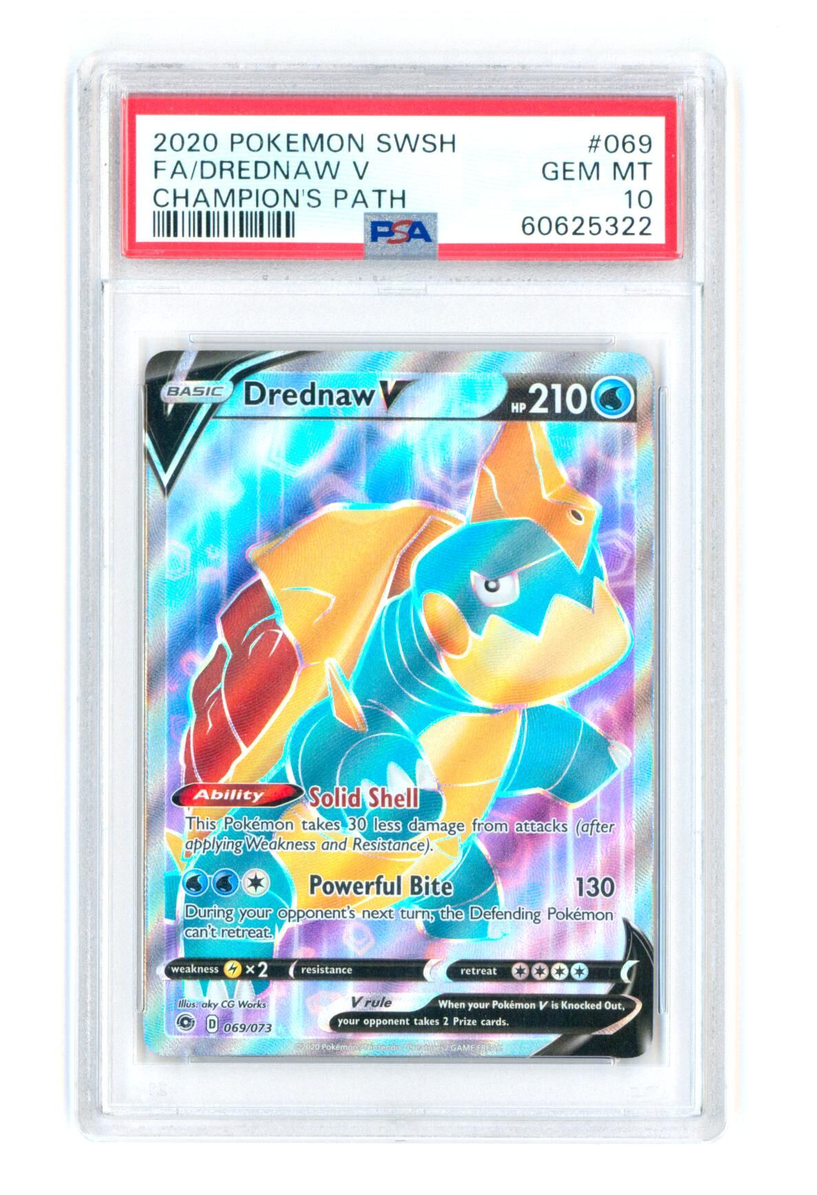 Drednaw V 069/073 - Champion's Path - Full Art - PSA 10 GEM MT - Pokémon Drednaw V 069/073 - Champion's Path - Full Art - PSA 10 GEM MT - Pokémon