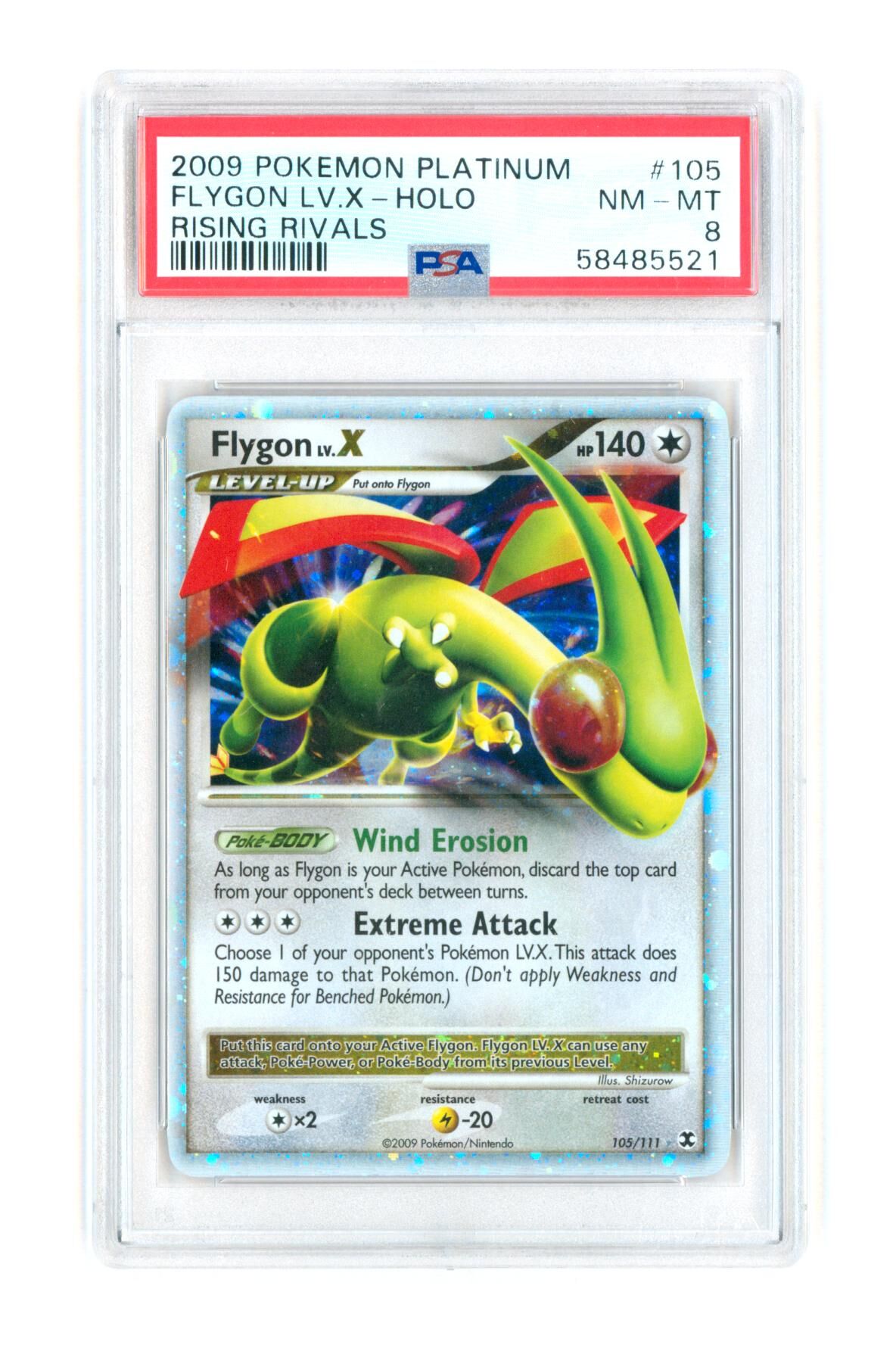 Flygon LV.X 105/111 - Holo - Rising Rivals - Platinum - 2009 - PSA 8 NM-MT - Pokémon Flygon LV.X 105/111 - Holo - Rising Rivals - Platinum - 2009 - PSA 8 NM-MT - Pokémon