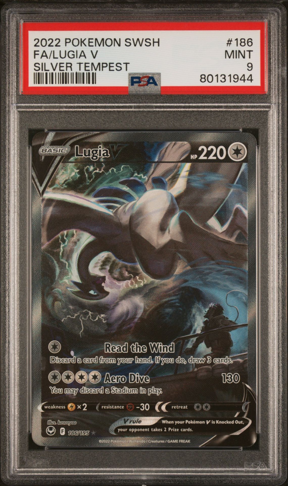 2022 POKEMON SWORD & SHIELD SILVER TEMPEST 186 FULL ART/LUGIA V - PSA 9 MINT 2022 POKEMON SWORD & SHIELD SILVER TEMPEST 186 FULL ART/LUGIA V - PSA 9 MINT