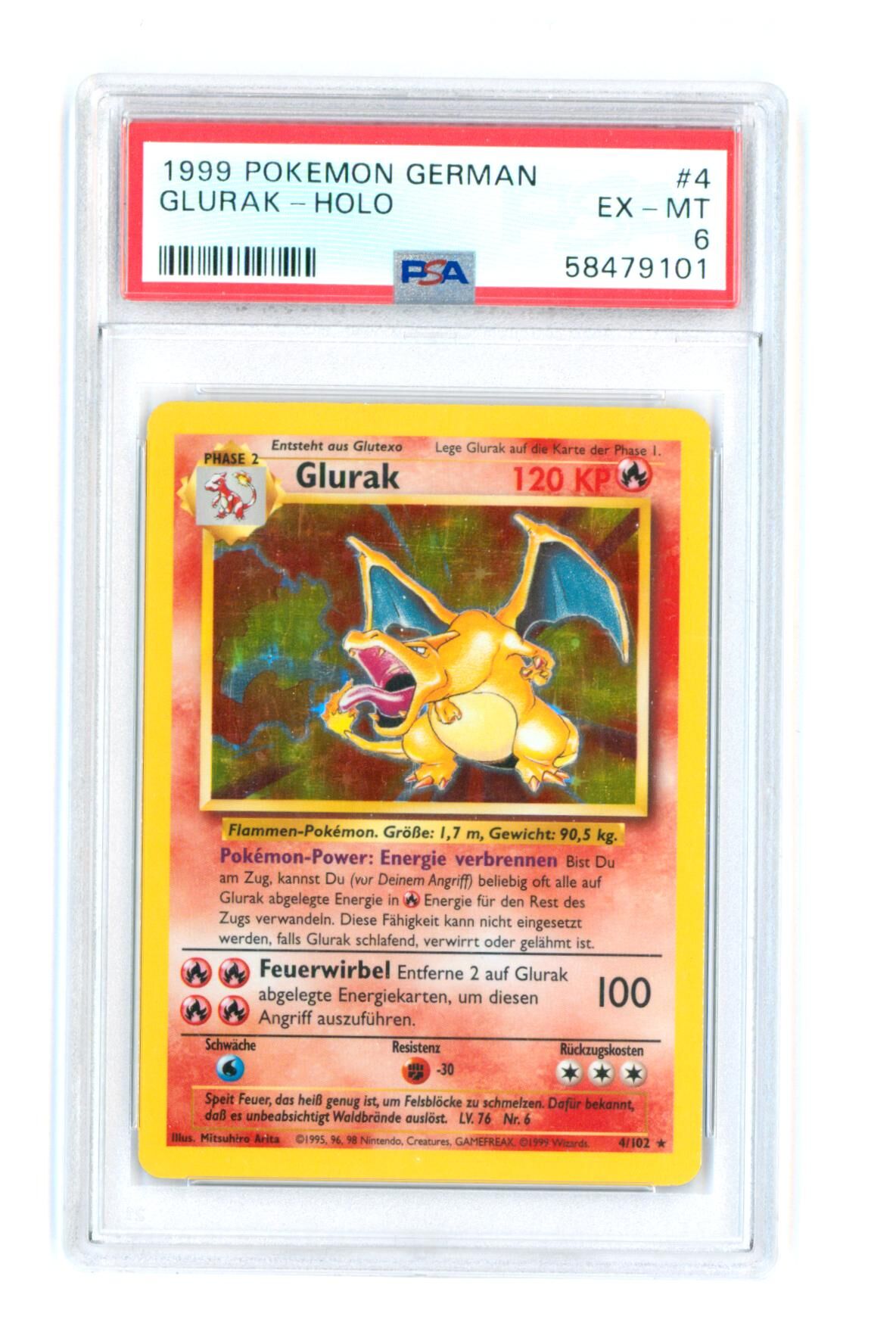 Glurak 4/102 - Base Set - Holo - PSA 6 EX-MT - Pokémon Glurak 4/102 - Base Set - Holo - PSA 6 EX-MT - Pokémon