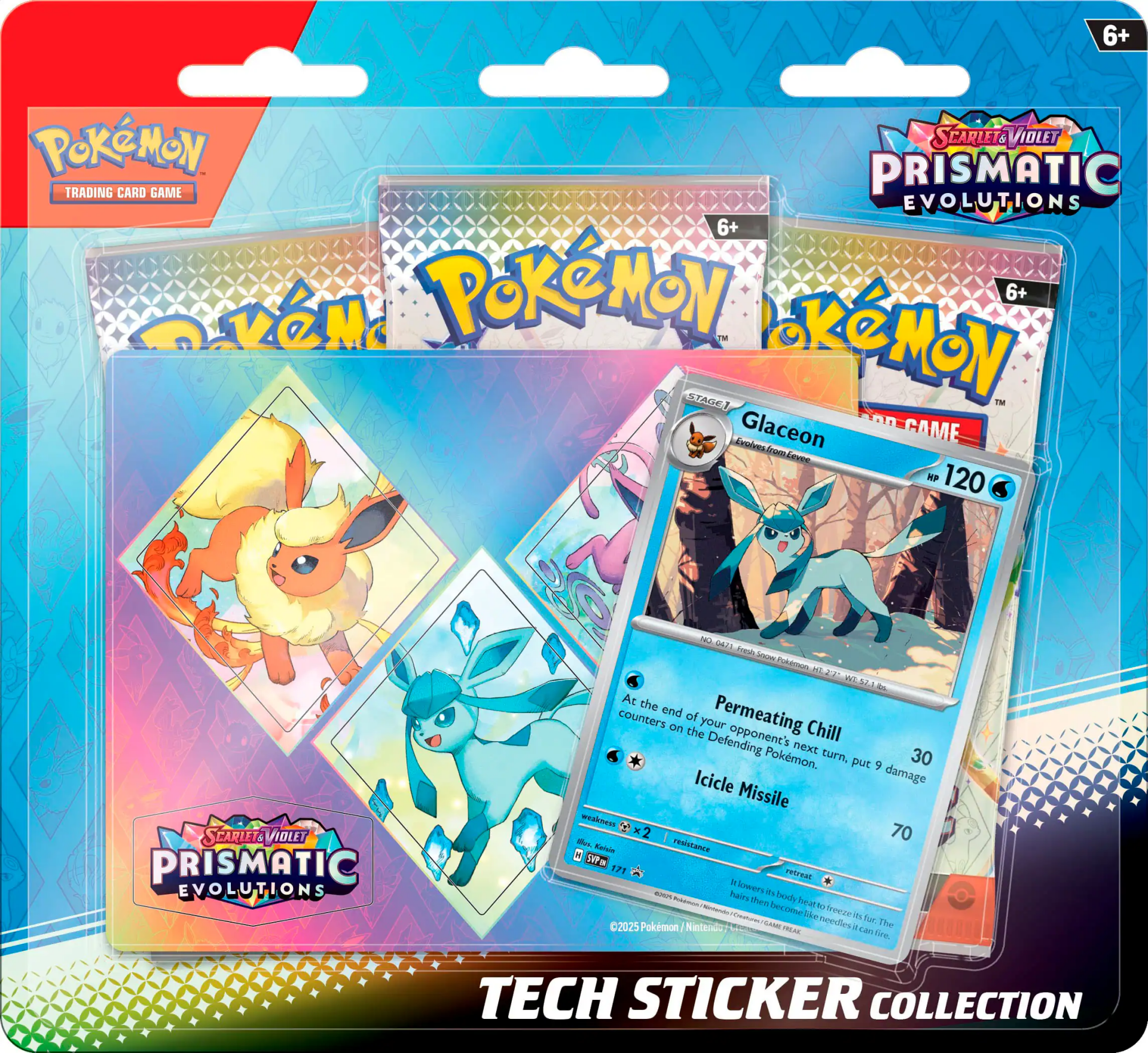 Pokémon TCG: Scarlet & Violet - Prismatic Evolutions Glaceon Tech Sticker Collection Blister - EN Pokémon TCG: Scarlet & Violet - Prismatic Evolutions Glaceon Tech Sticker Collection Blister - EN