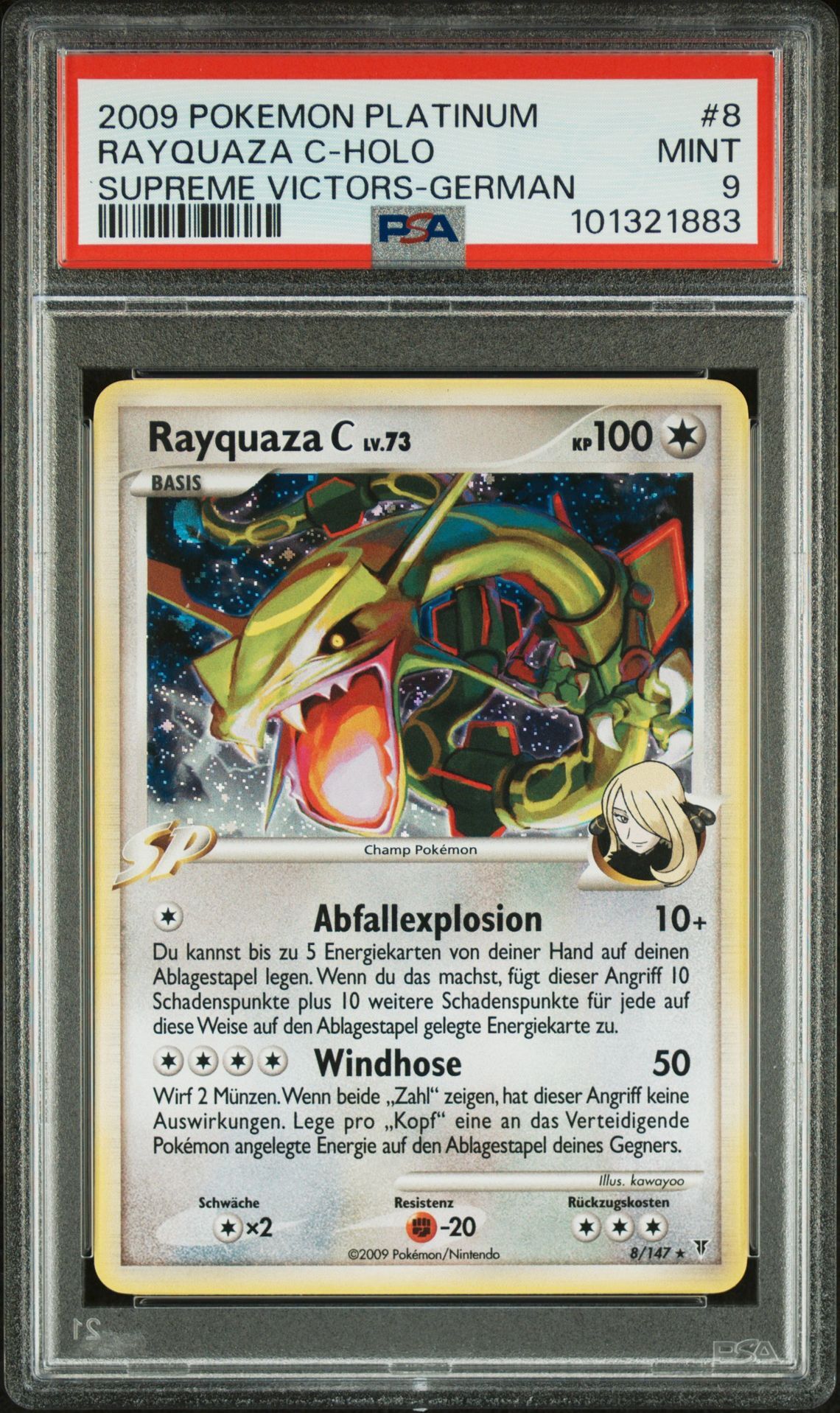 2009 POKEMON PLATINUM SUPREME VICTORS 8 RAYQUAZA C-HOLO GERMAN - PSA 9 MINT - Pokémon