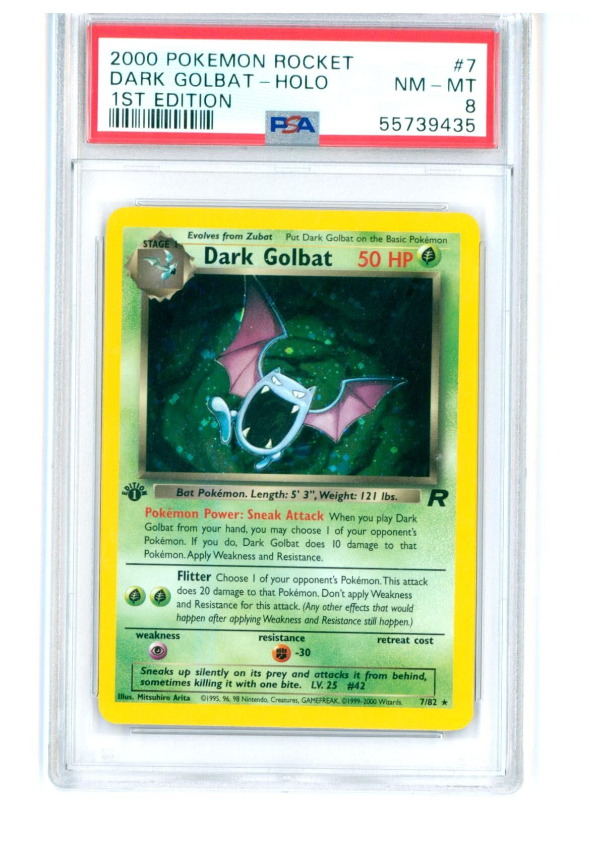 Dark Golbat #7 - Pokemon Rocket - Holo - 1st Edition - PSA 8 NM-MT - Pokemon