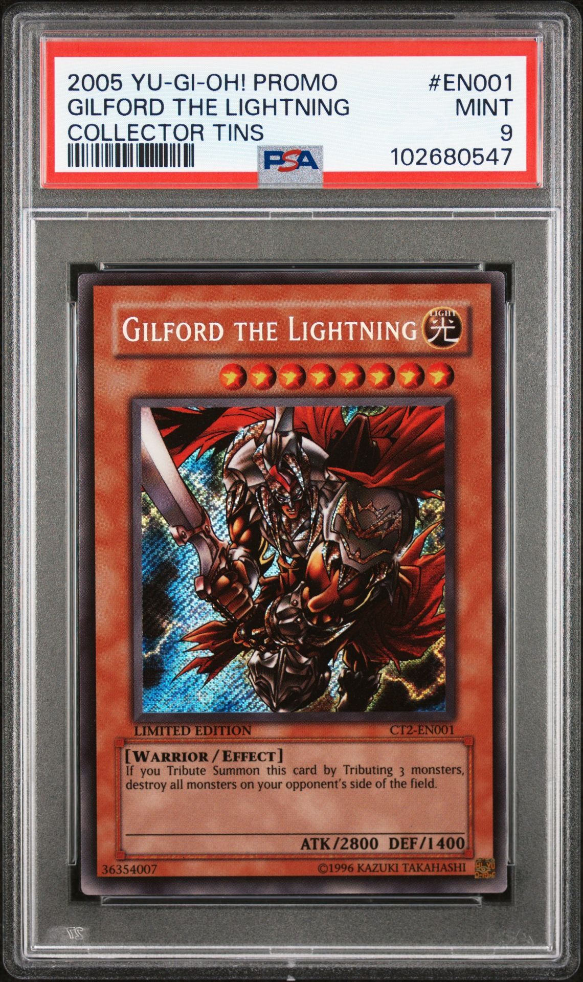 2005 YU-GI-OH! PROMO EN001 GILFORD THE LIGHTNING COLLECTOR TINS - PSA 9 MINT - Yu-Gi-Oh! 2005 YU-GI-OH! PROMO EN001 GILFORD THE LIGHTNING COLLECTOR TINS - PSA 9 MINT - Yu-Gi-Oh!