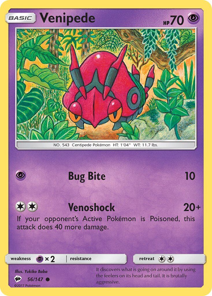 venipede-56-147-pokemon-tcg-lightly-played-en Venipede - 56/147 - Pokémon TCG - Lightly Played - EN