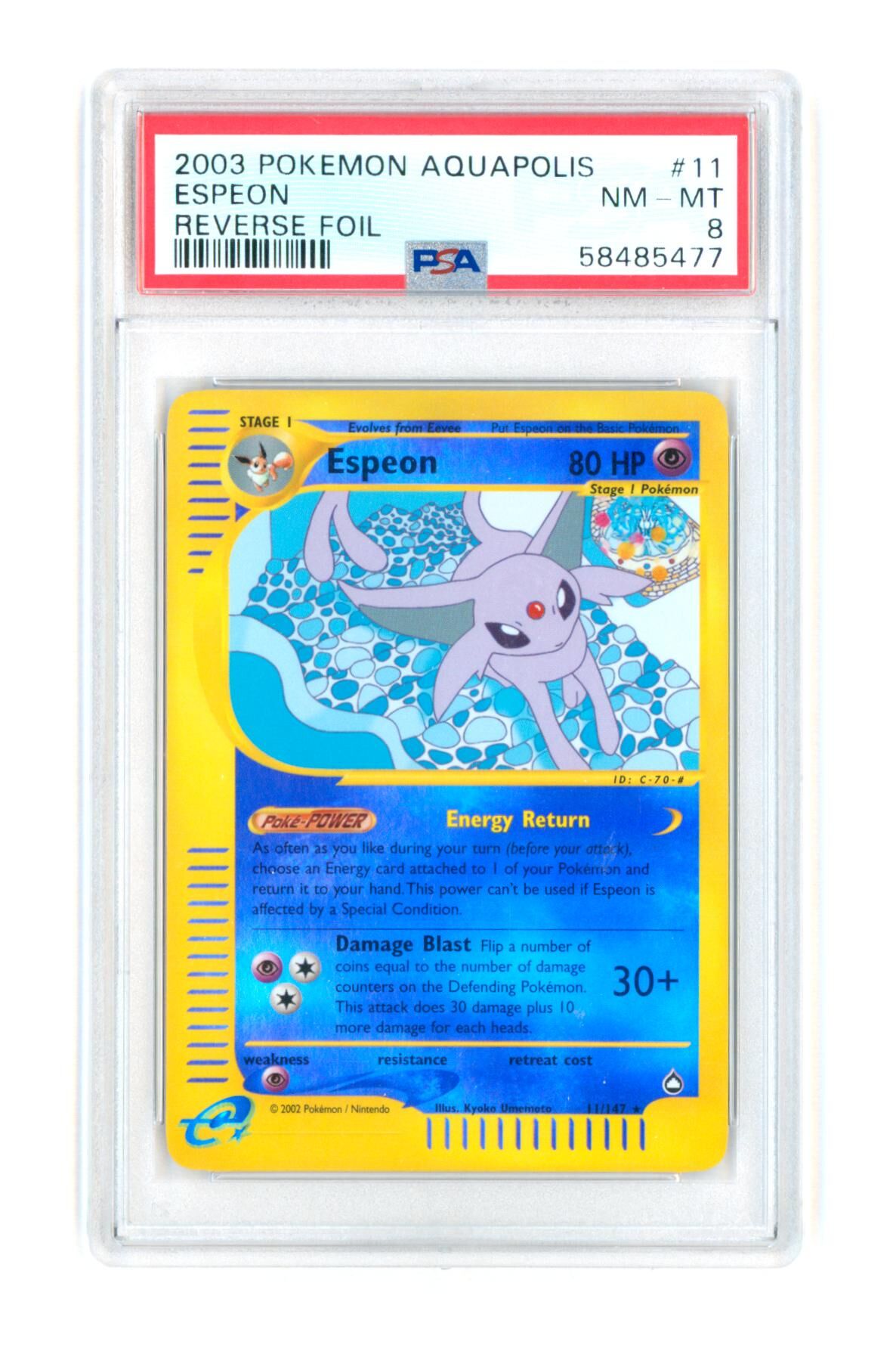 Espeon 11/147 - Reverse Foil - Pokemon Aquapolis - 2003 - PSA 8 NM-MT - Pokémon
