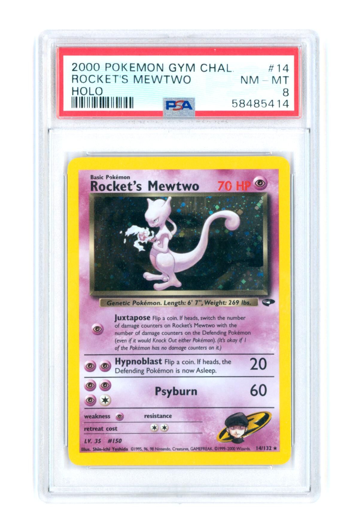 Rocket's Mewtwo 14/132 - Holo - Pokemon Gym Chal. - 2000 - PSA 8 NM-MT - Pokémon