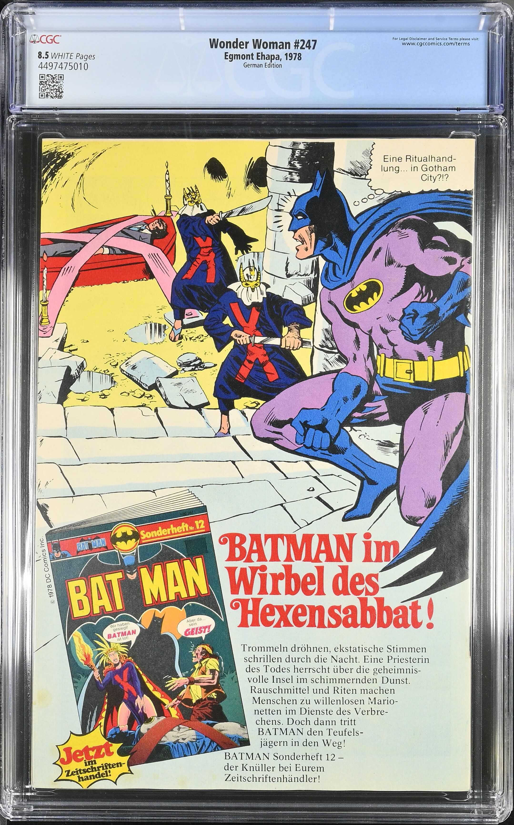 Wonder Woman #247 CGC 8.5 Wundergirl #34 Ehapa Top Pop!