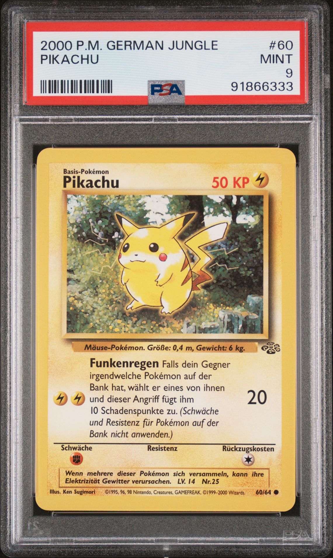 2000 POKEMON GERMAN JUNGLE 60 PIKACHU - PSA 9 MINT - Pokémon 2000 POKEMON GERMAN JUNGLE 60 PIKACHU - PSA 9 MINT - Pokémon