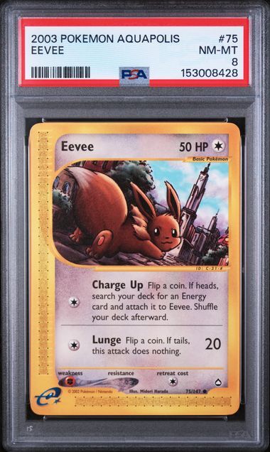 Eevee #75 - Aquapolis - PSA 8 NM-MT - Pokemon