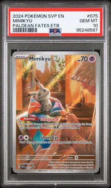 Mimikyu #075 - svp Black Star Promo Paldean Fates Etb - PSA 10 GEM-MT - Pokemon