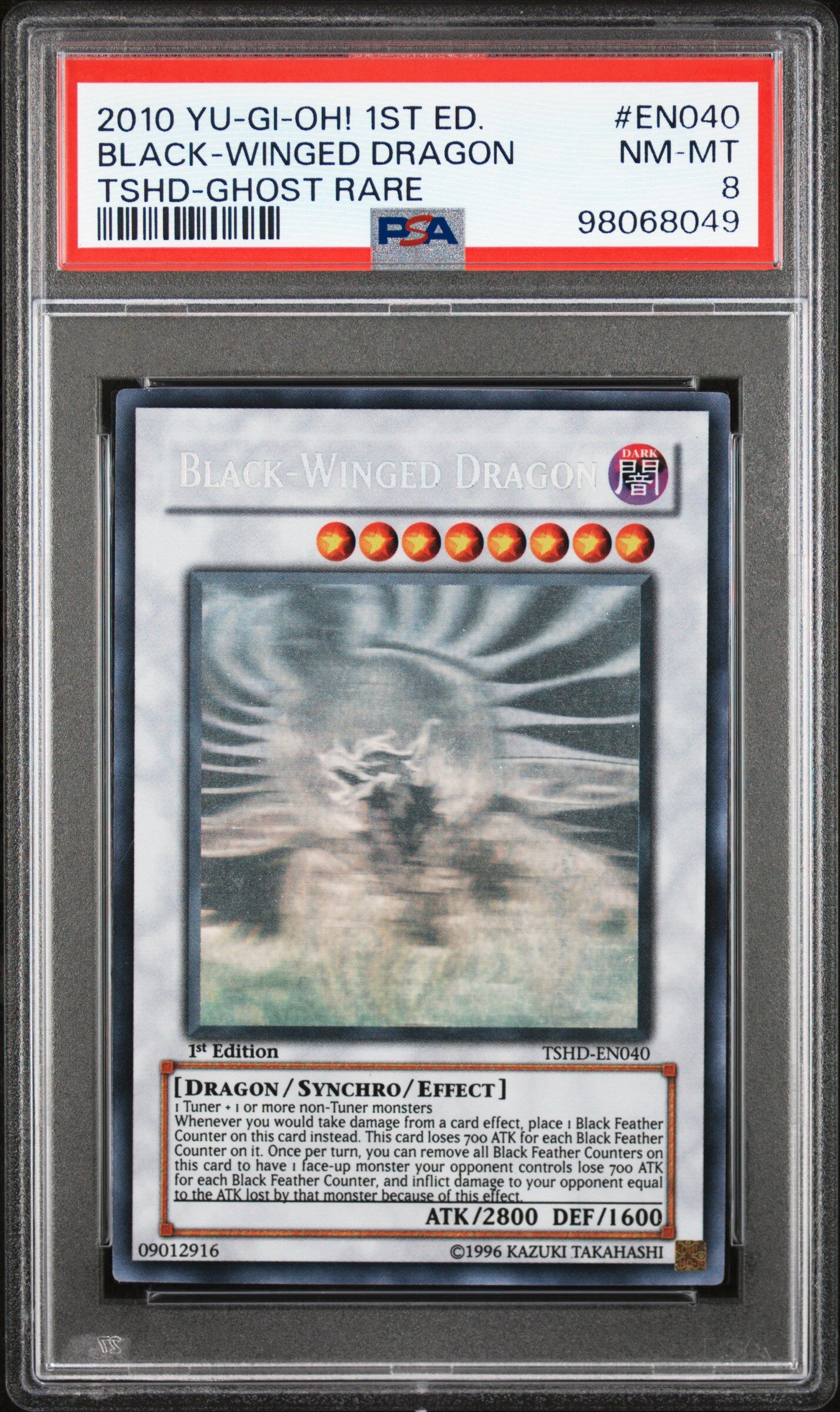 Black-Winged Dragon TSHD-EN040 - The Shining Darkness - 1st Edition - GHOST RARE - PSA 8 NM-MT - Yu-Gi-Oh! Black-Winged Dragon TSHD-EN040 - The Shining Darkness - 1st Edition - GHOST RARE - PSA 8 NM-MT - Yu-Gi-Oh!