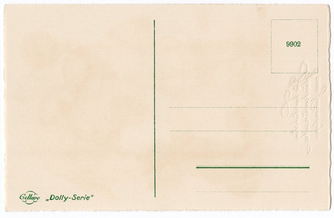 Dolly Postkarte Mädchen mit schwarzer Katze