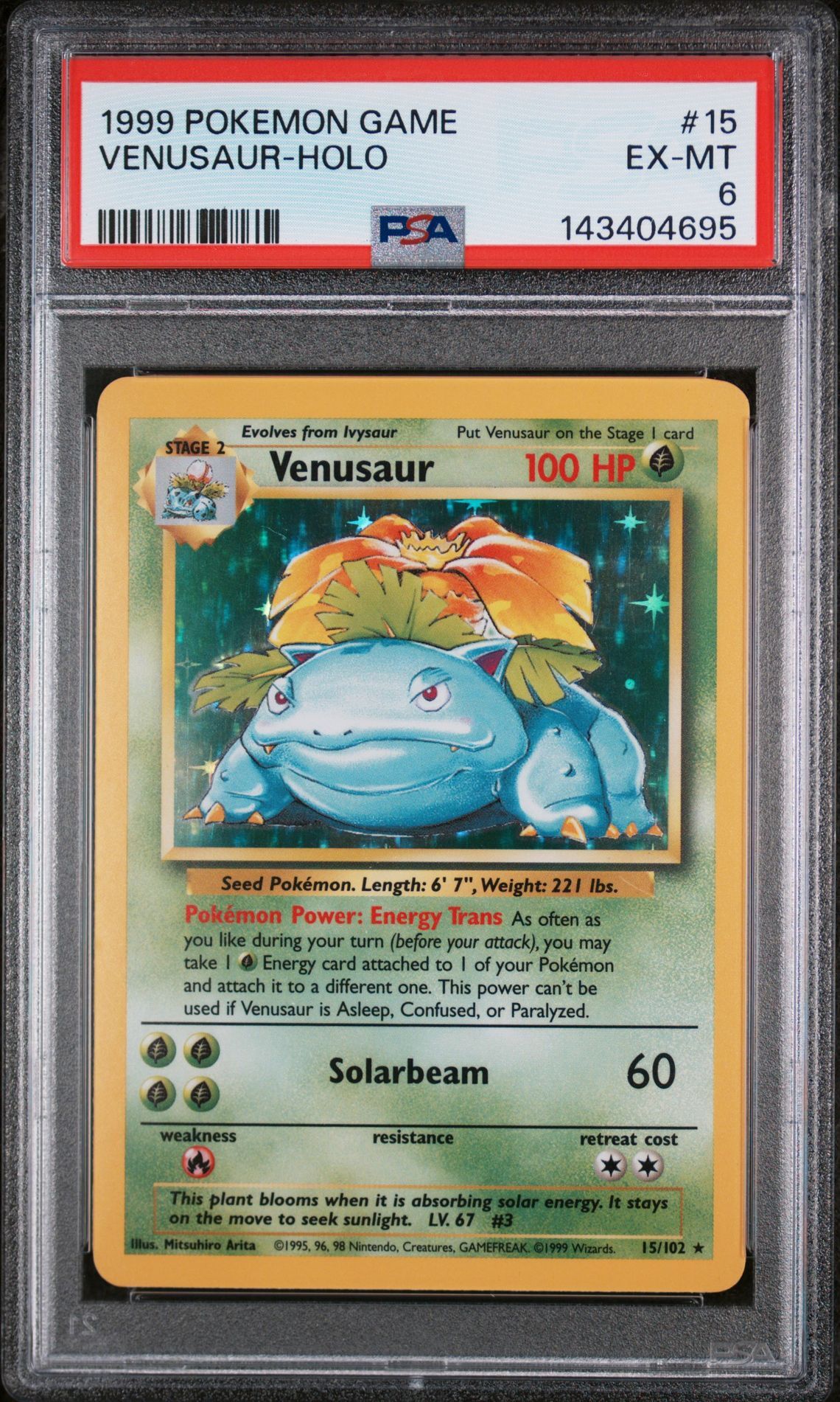 1999 POKEMON GAME #15 VENUSAUR-HOLO - EX-MT 6 - Pokemon