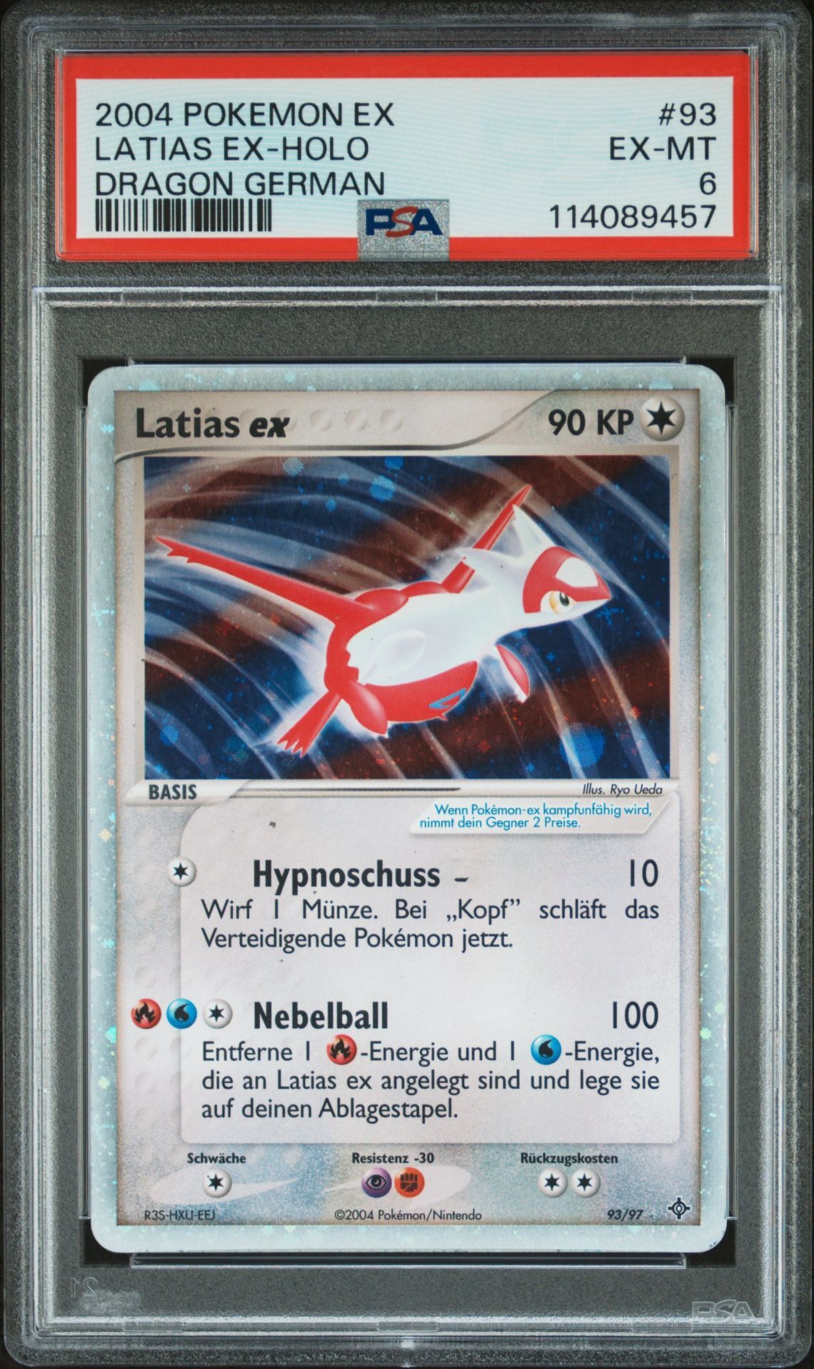 2004 POKEMON GERMAN EX DRAGON 93 LATIAS EX-HOLO - PSA 6 EX-MT - Pokémon