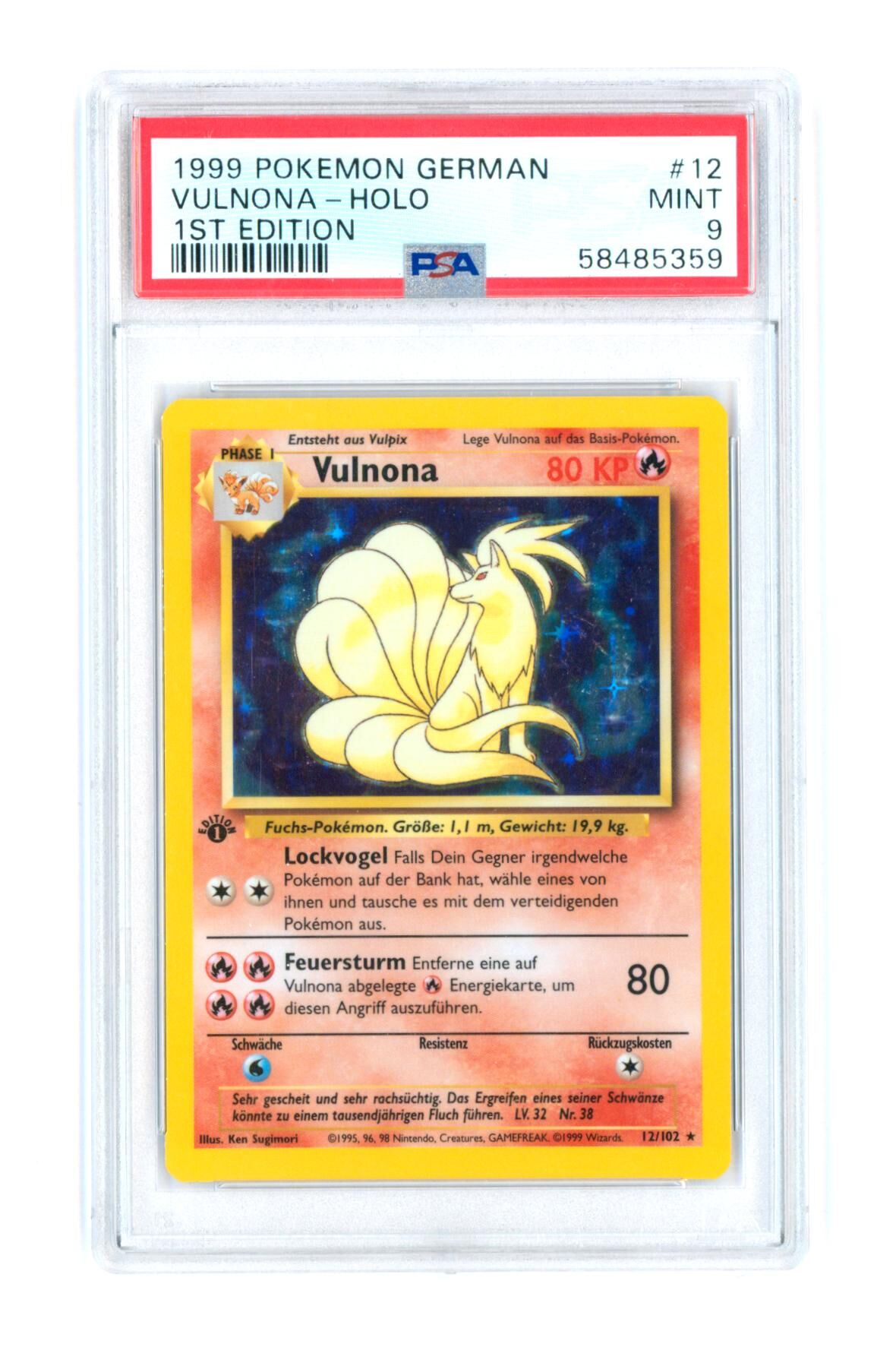 Vulnona 12/102 - Holo - 1st Edition - 1999 Base Set - PSA 9 MINT - Pokémon