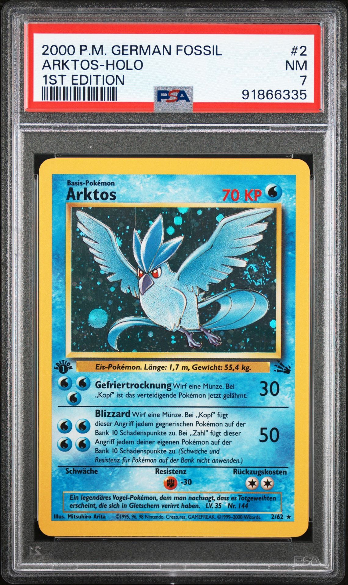 2000 POKEMON GERMAN FOSSIL 2 ARKTOS-HOLO 1ST EDITION - PSA 7 NM - Pokémon 2000 POKEMON GERMAN FOSSIL 2 ARKTOS-HOLO 1ST EDITION - PSA 7 NM - Pokémon