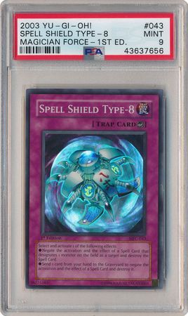 spell-shield-type-8-mfc-043-psa-mint-9-super-rare-1st-edition-mfc-7656-yu-gi-oh Spell Shield Type-8 - MFC-043 - PSA Mint 9 - Super Rare 1st Edition (MFC) 7656 - Yu-Gi-Oh!