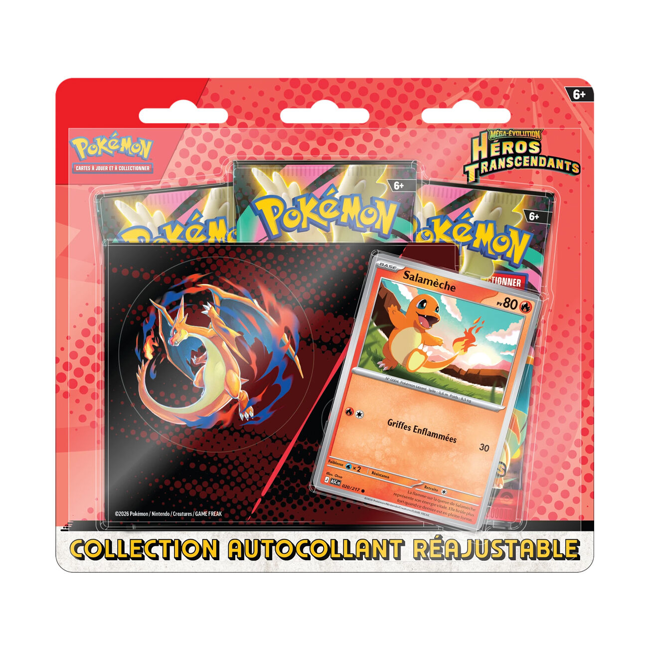 Pokémon JCC: ME2.5 - Héros Transcendants Collection Autocollant Réajustable Salamèche 3Pack Blisters - FR Pokémon JCC: ME2.5 - Héros Transcendants Collection Autocollant Réajustable Salamèche 3Pack Blisters - FR