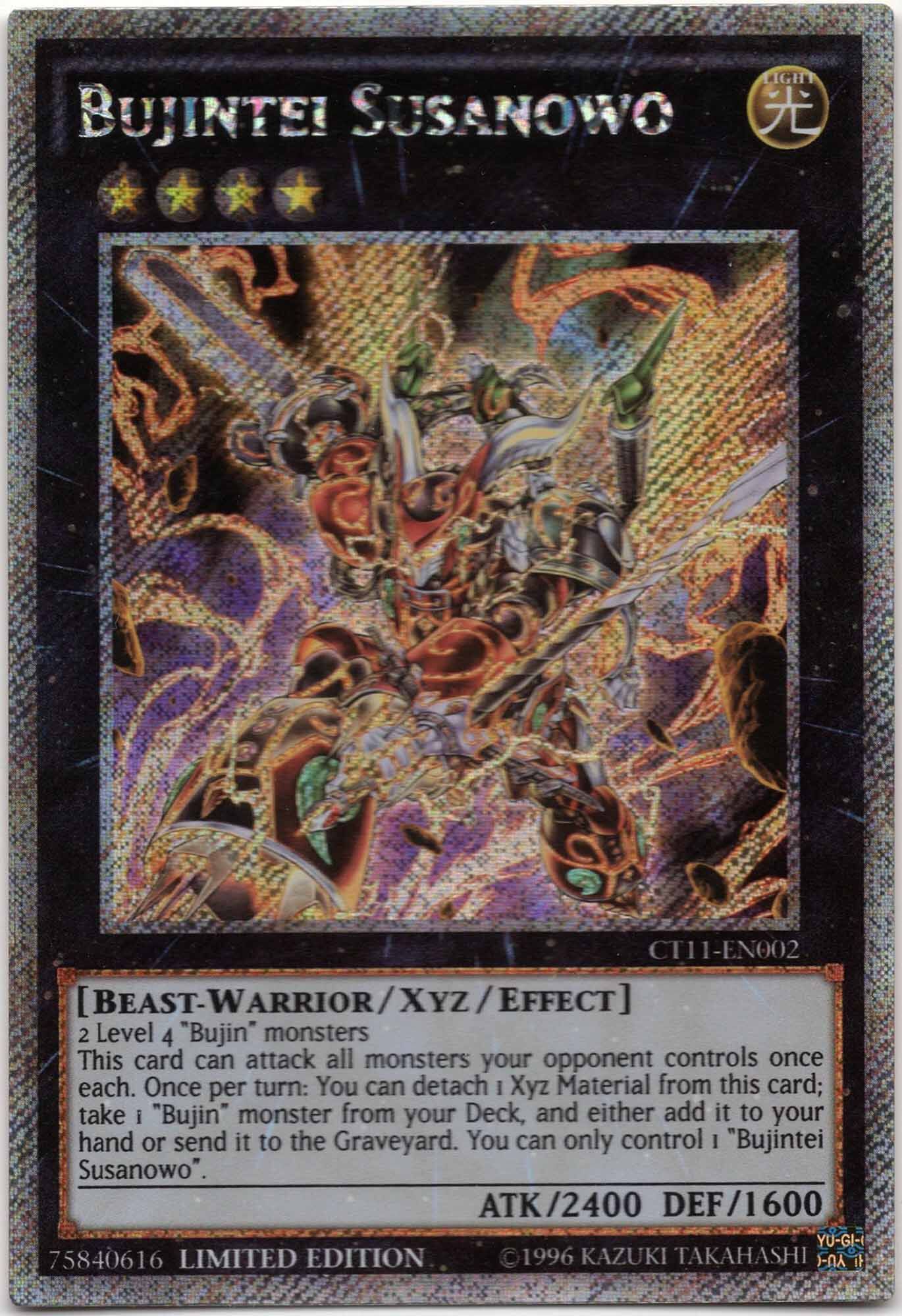 bujintei-susanowo-ct11-en002-platinum-secret-rare-limited-edition-near-mint Bujintei Susanowo - CT11-EN002 - Platinum Secret Rare - Limited Edition (Near Mint)